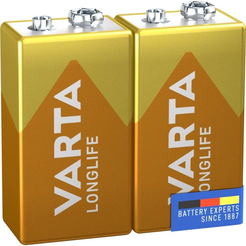 BATTERI VARTA LONGLIFE EXTRA ALKALINE 9V 2 STK