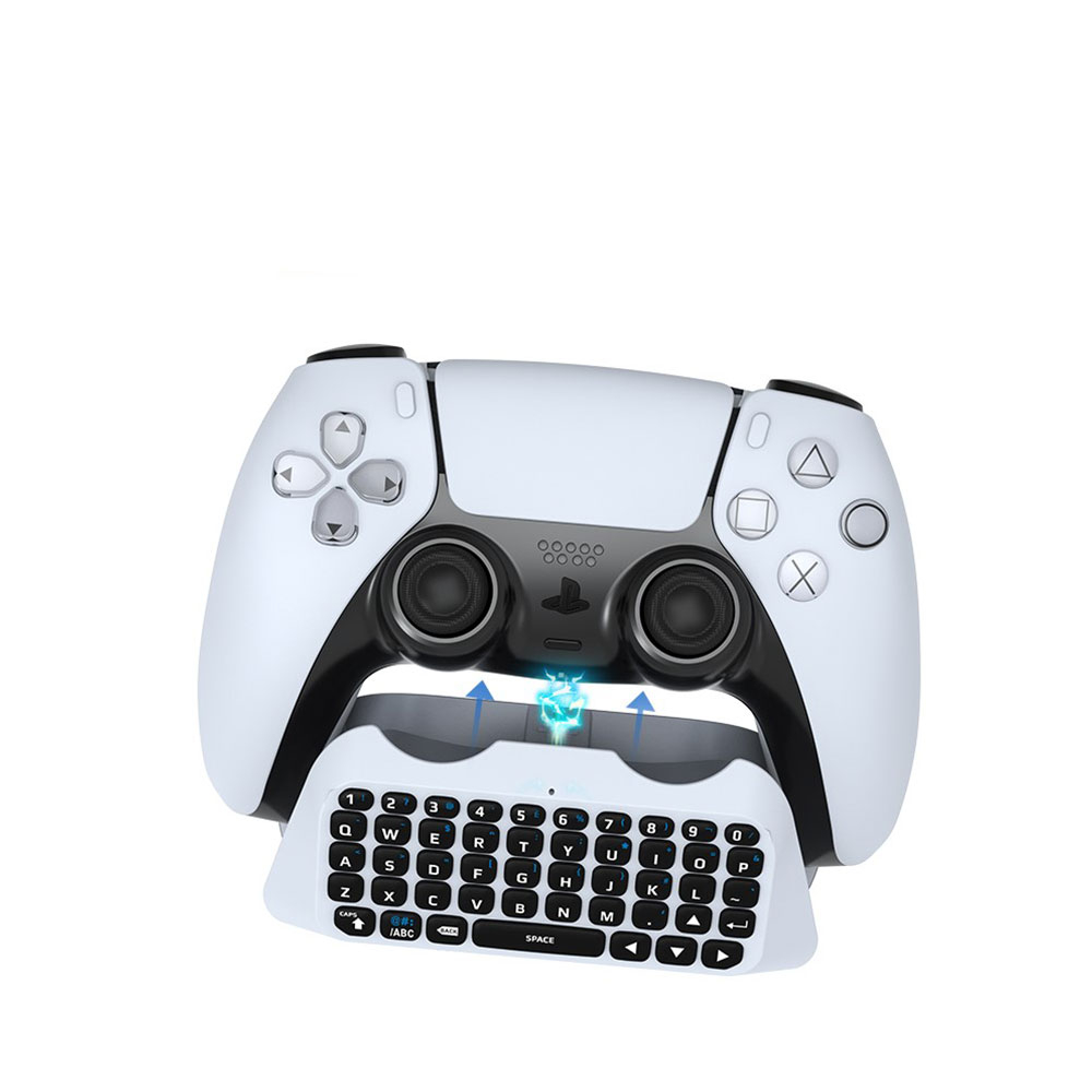 Bluetooth Game Controller Tastatur mit 3.5mm Klinke   USB-C Anschluss für Sony PlayStation PS5 - Weiss