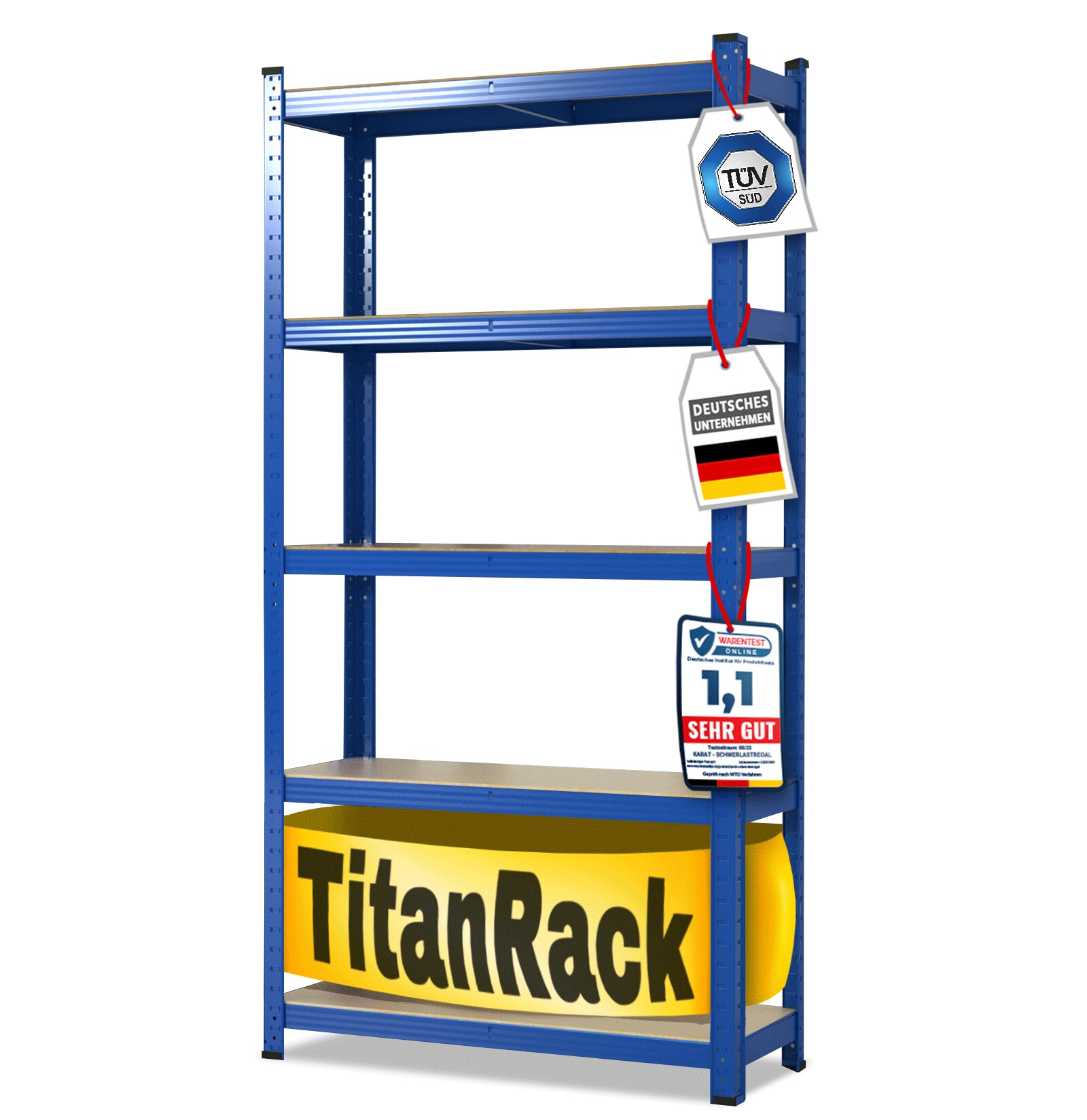 karatcommercial Schwerlastregal Grizzly | Blau | Höhe: 180 cm | Breite: 120 cm
