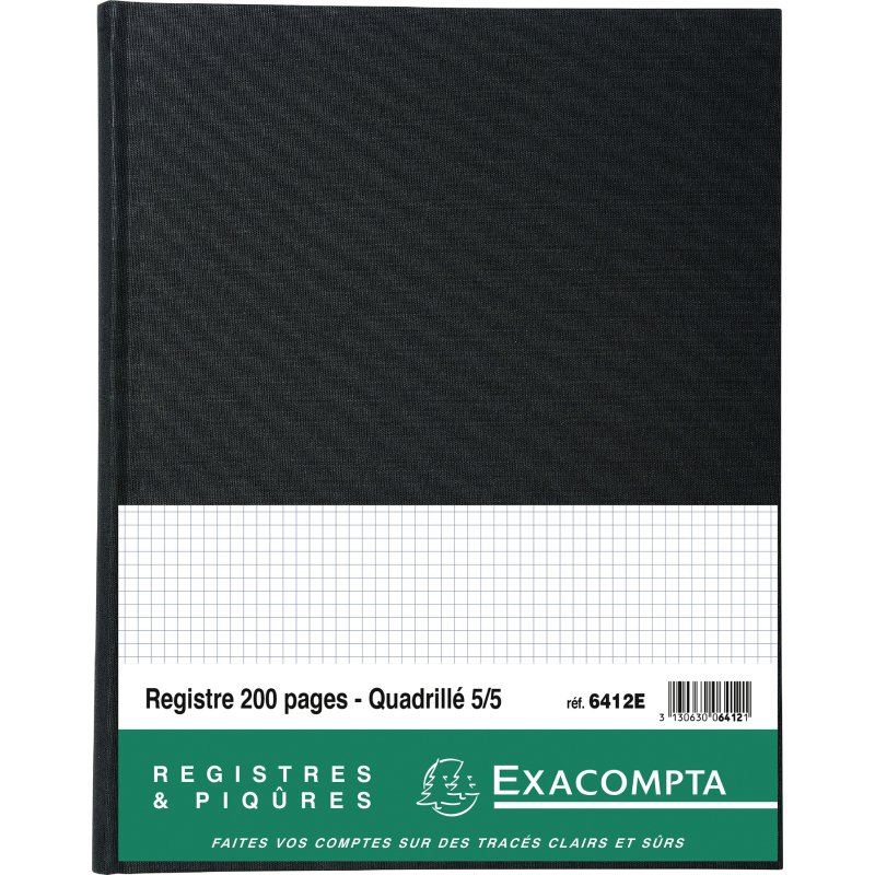 Registre quadrillé 5 x 5 folioté 200 pages Exacompta 25 x 32 cm