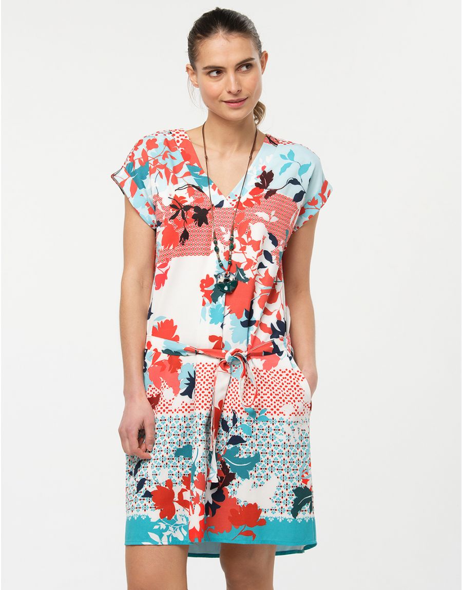 Robe col V fleurie