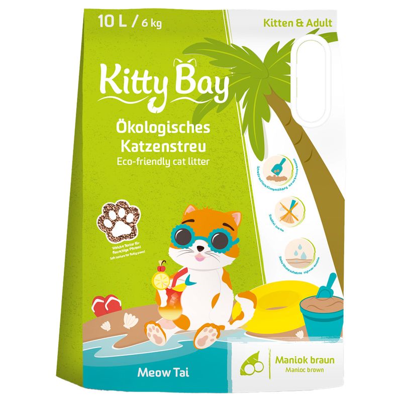 Litière KittyBay Meow Tai manioc marron pour chat