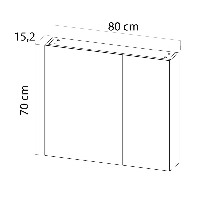 Tiger S-line Spiegelkast 80 cm met 2 enkelzijdige spiegeldeuren Naturel eik