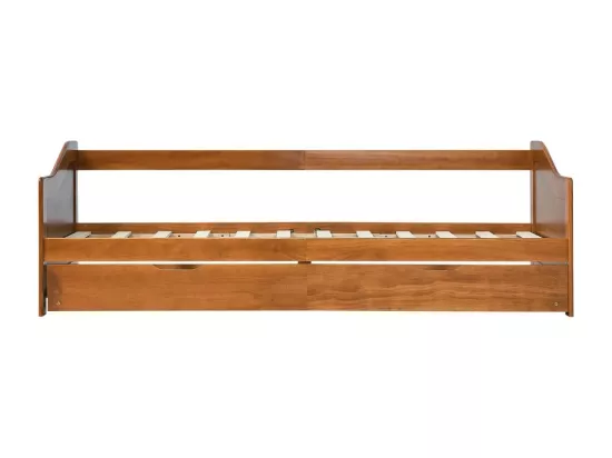 Lit banquette 2 couchages pin massif foncé Sacha 90x200