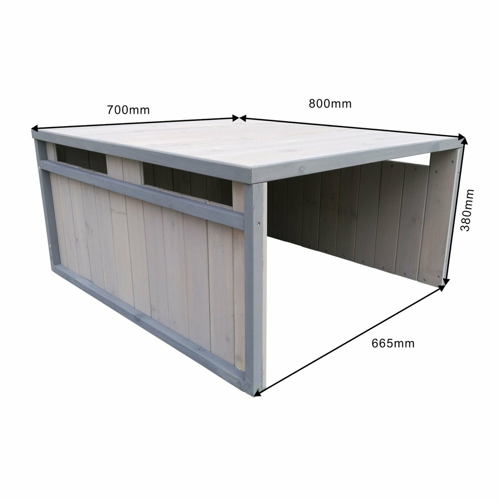 Garage robot tondeuse toit en pente bois massif abri 80 cm gris