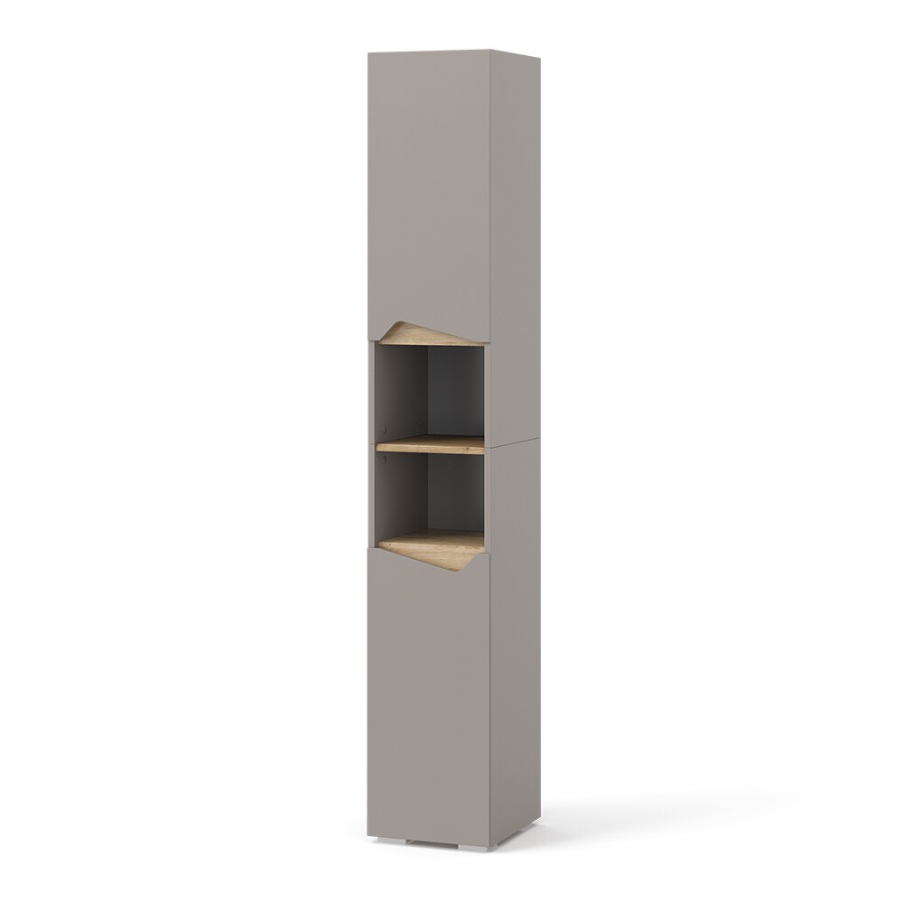 Vicco Hochschrank Marelle Greige Eiche 30 x 180 cm mit Türen und offenen Fächern