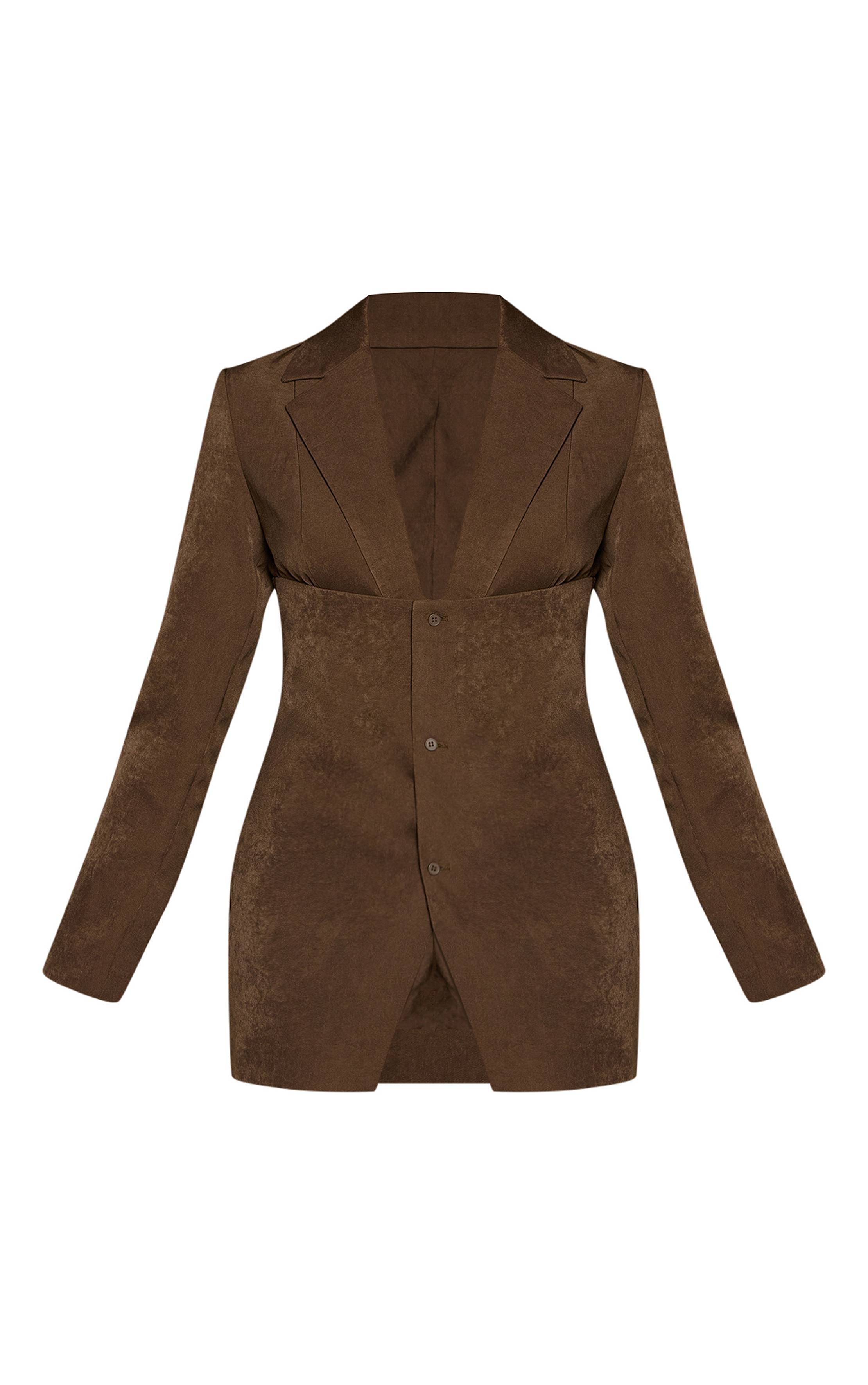 Chocolat Combi-short Blazer À Détail Cache-cœur En Tissu Tissé