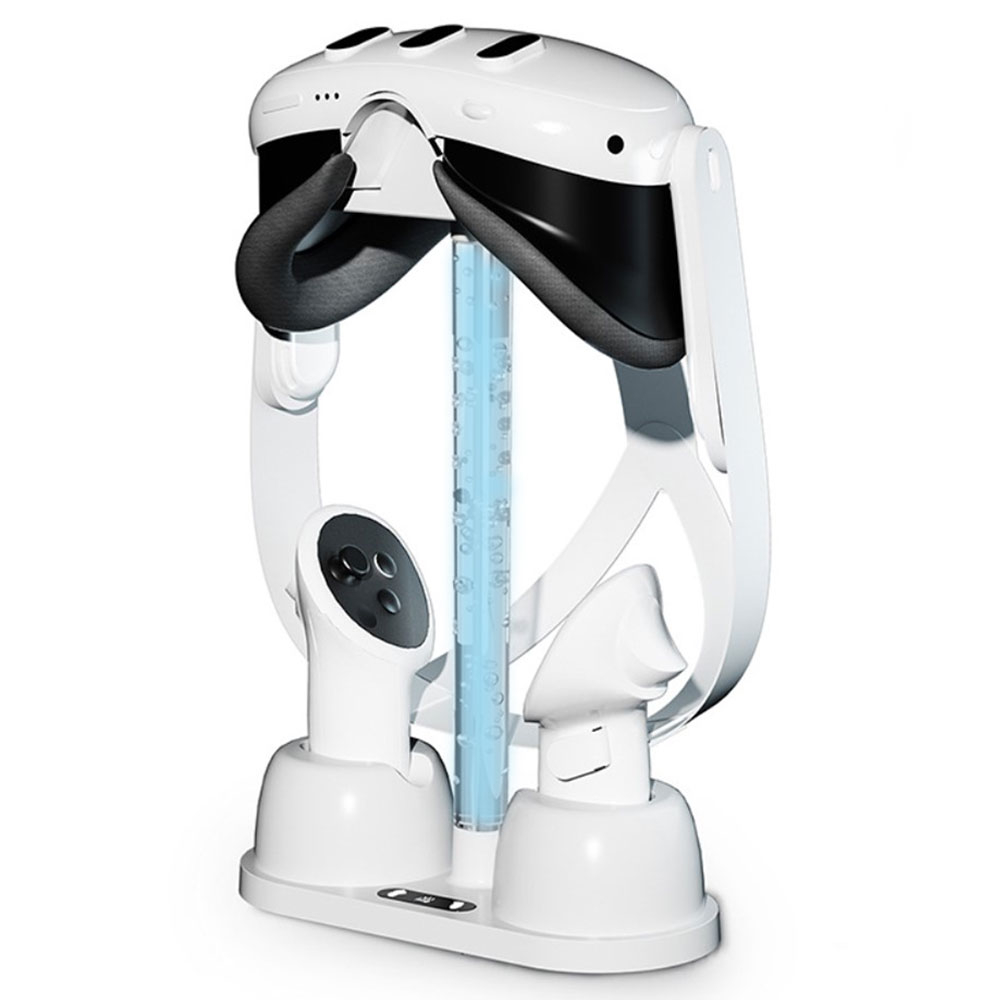 Meta Quest / Oculus Quest 3 Charging Dock Ladestation Halterung für VR Brille und Controller mit RGB LED Beleuchtung - Weiss