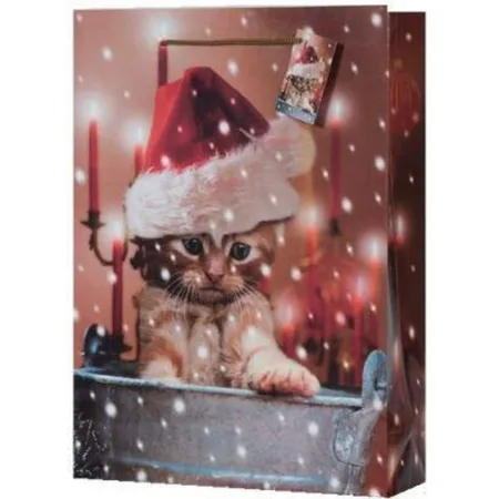 Amsnick & Sell 55610 Geschenktasche Weihnachtskatzenmotiv, 25 x 8,5 x 34,5cm