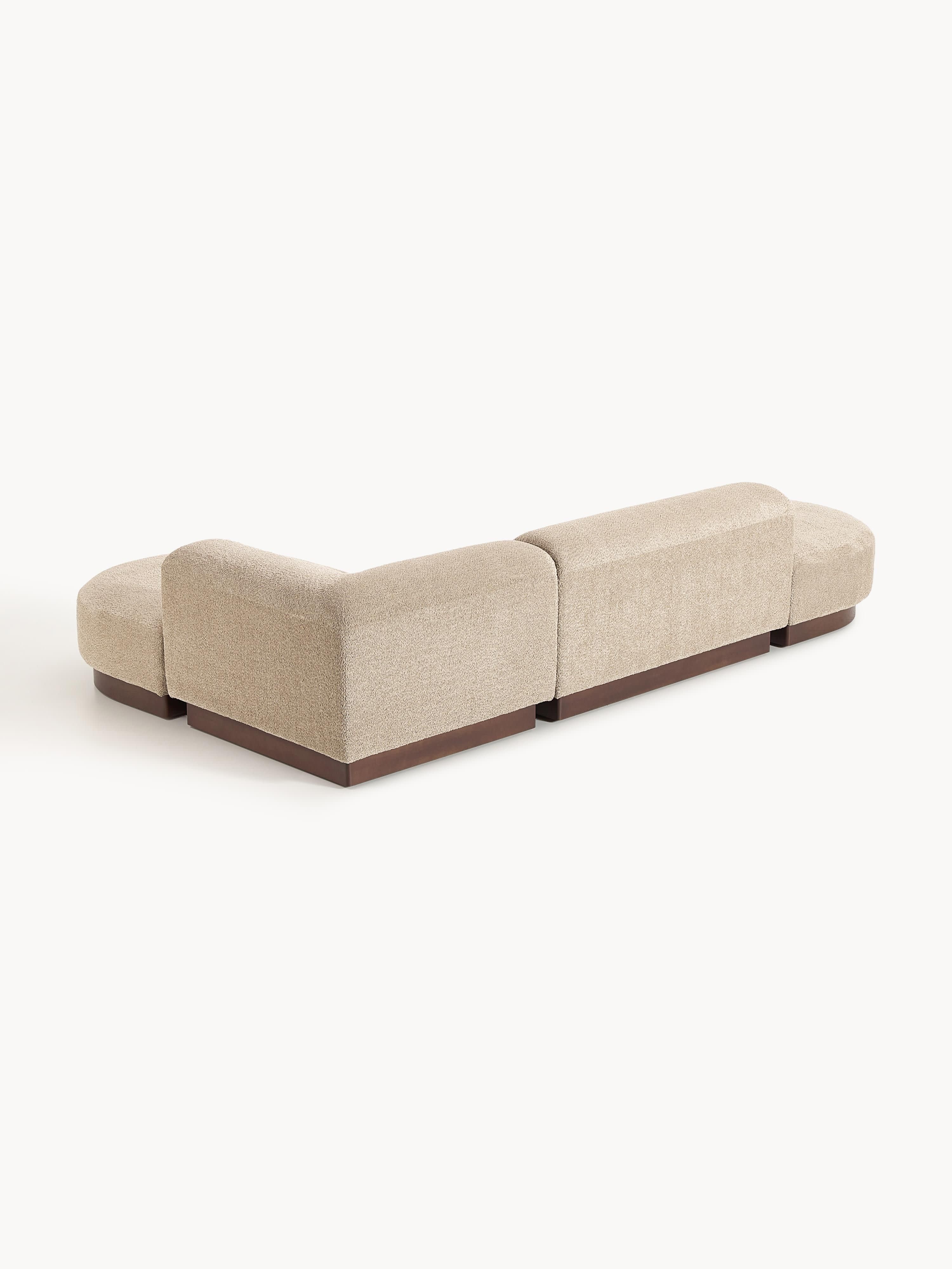 Modulaire hoekbank Natalie van teddy-bouclé
