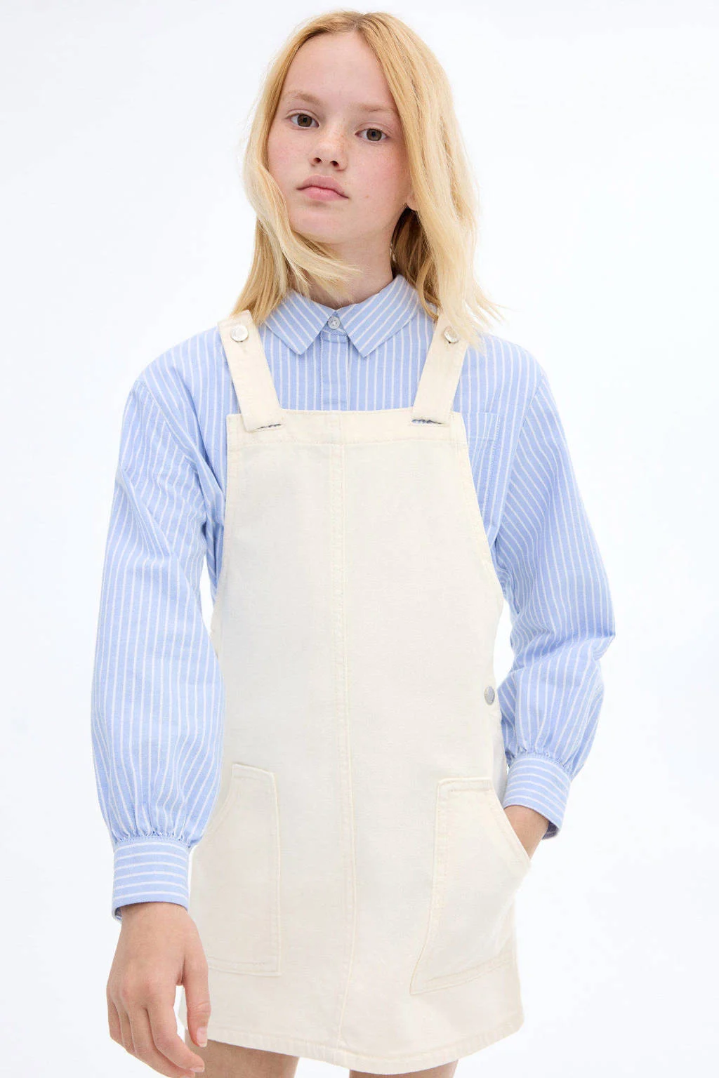Mango Kids spijkerjurk ecru