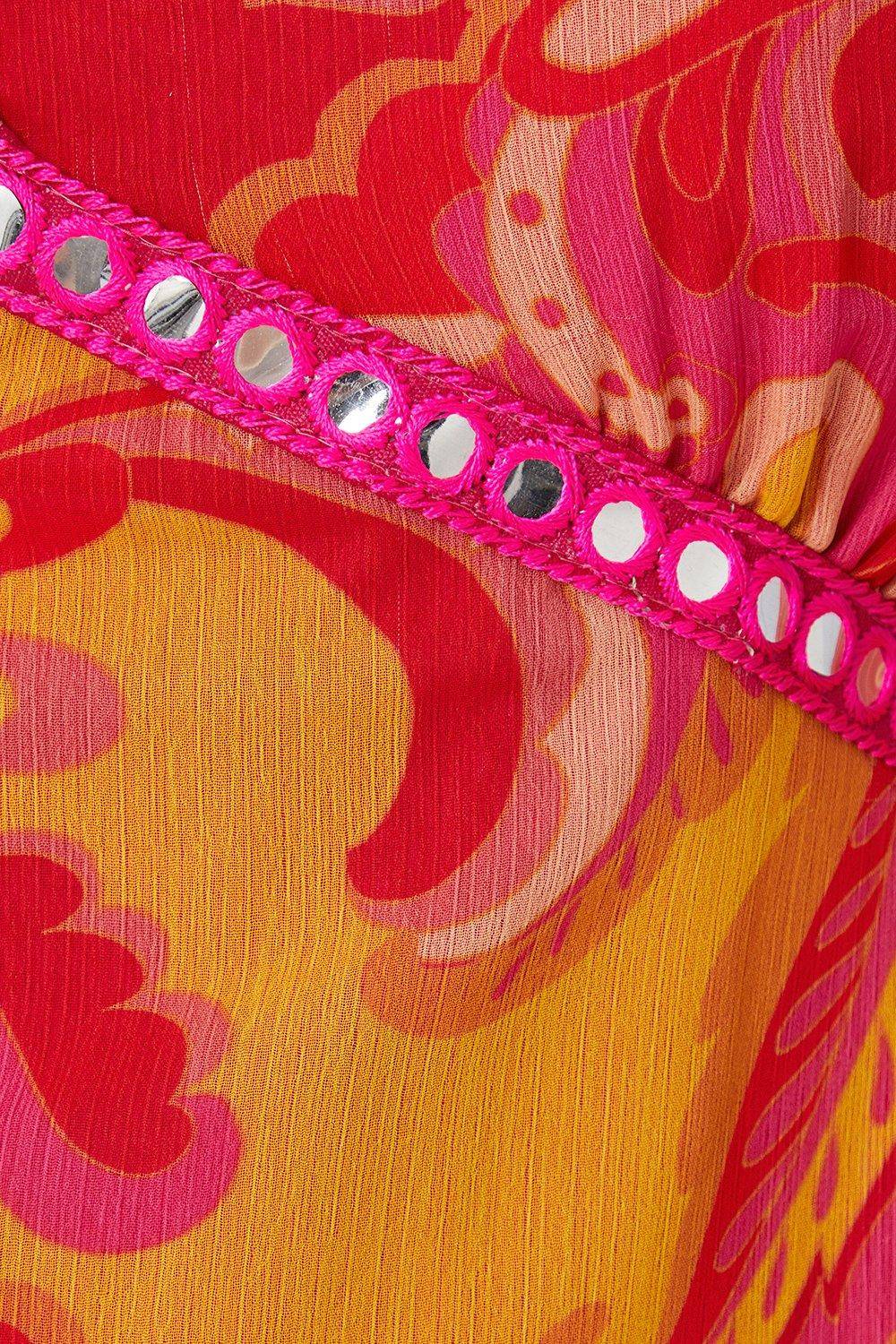 Wallis Robe Midaxi à Imprimé Paisley avec Détails de Finition