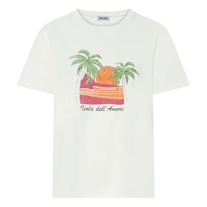 Alma Deia T-shirt Boxy Imprimé Fiore Dell Isola Coton Bio | Blanc cassé