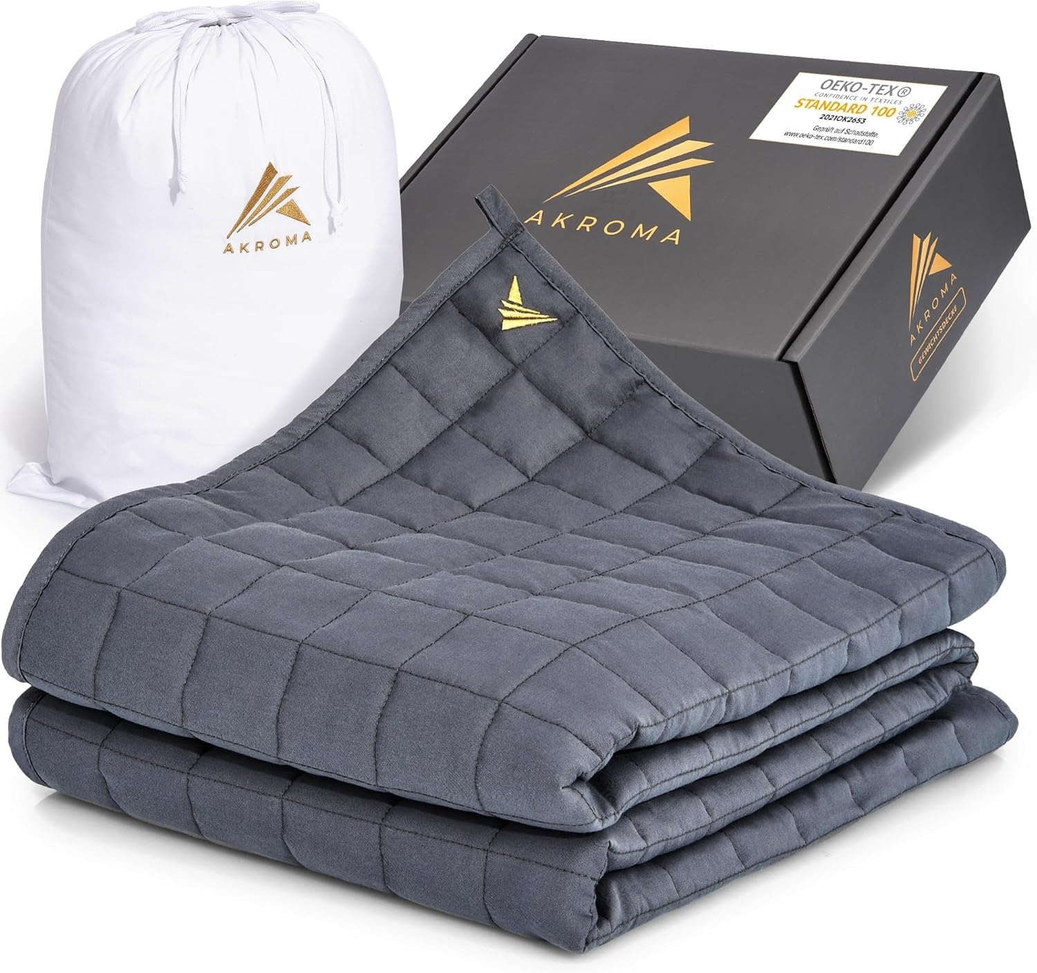 Akroma Premium Gewichtsdecke 135x200cm 6KG – Anti Stress Therapiedecke - Schwere Bettdecke zum Besser schlafen – Entspannungsdecke gegen Schlafstörung - 100% Baumwolle (OekoTex) - Weighted Blanket