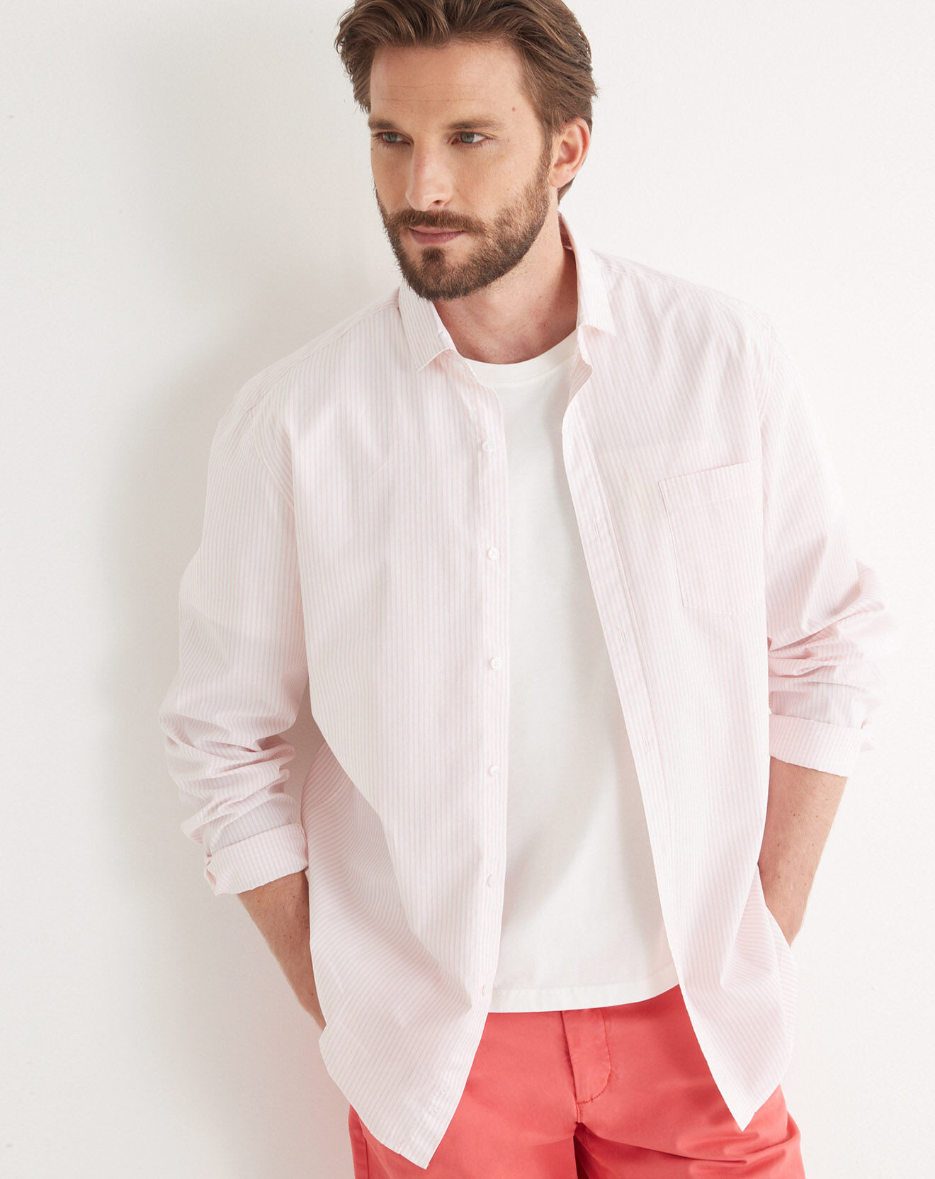 Cyrillus Chemise regular fit rayée  rose clair