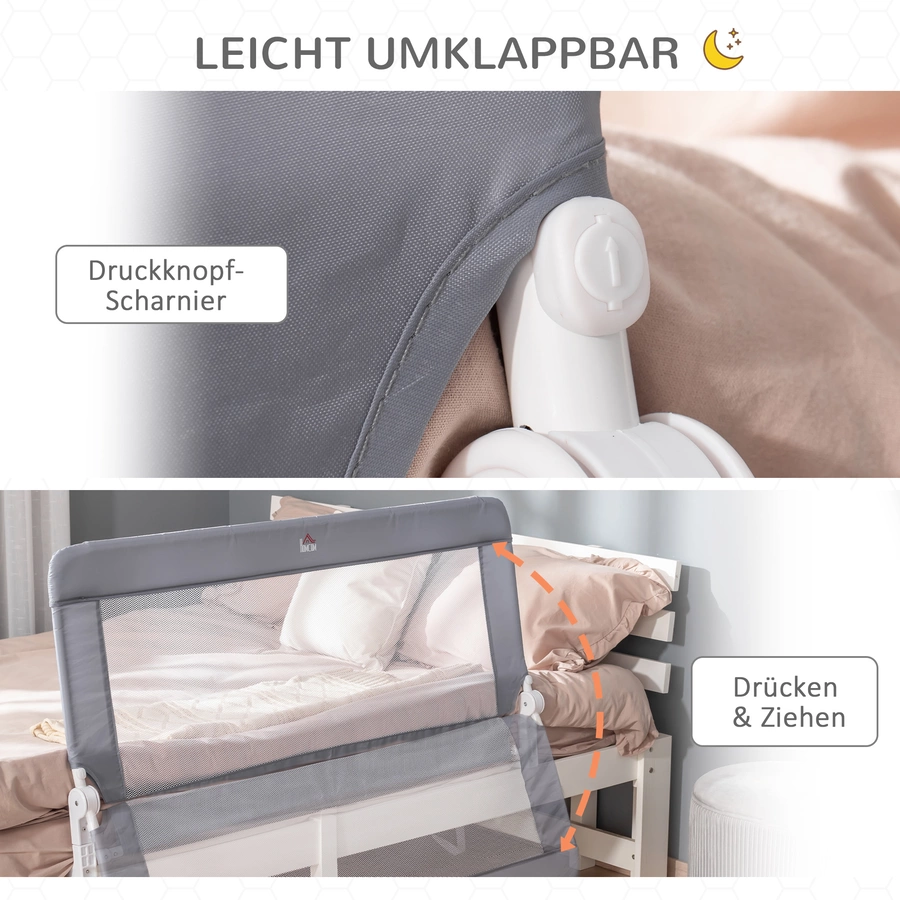 HOMCOM Bettgitter mit Schutzanker grau