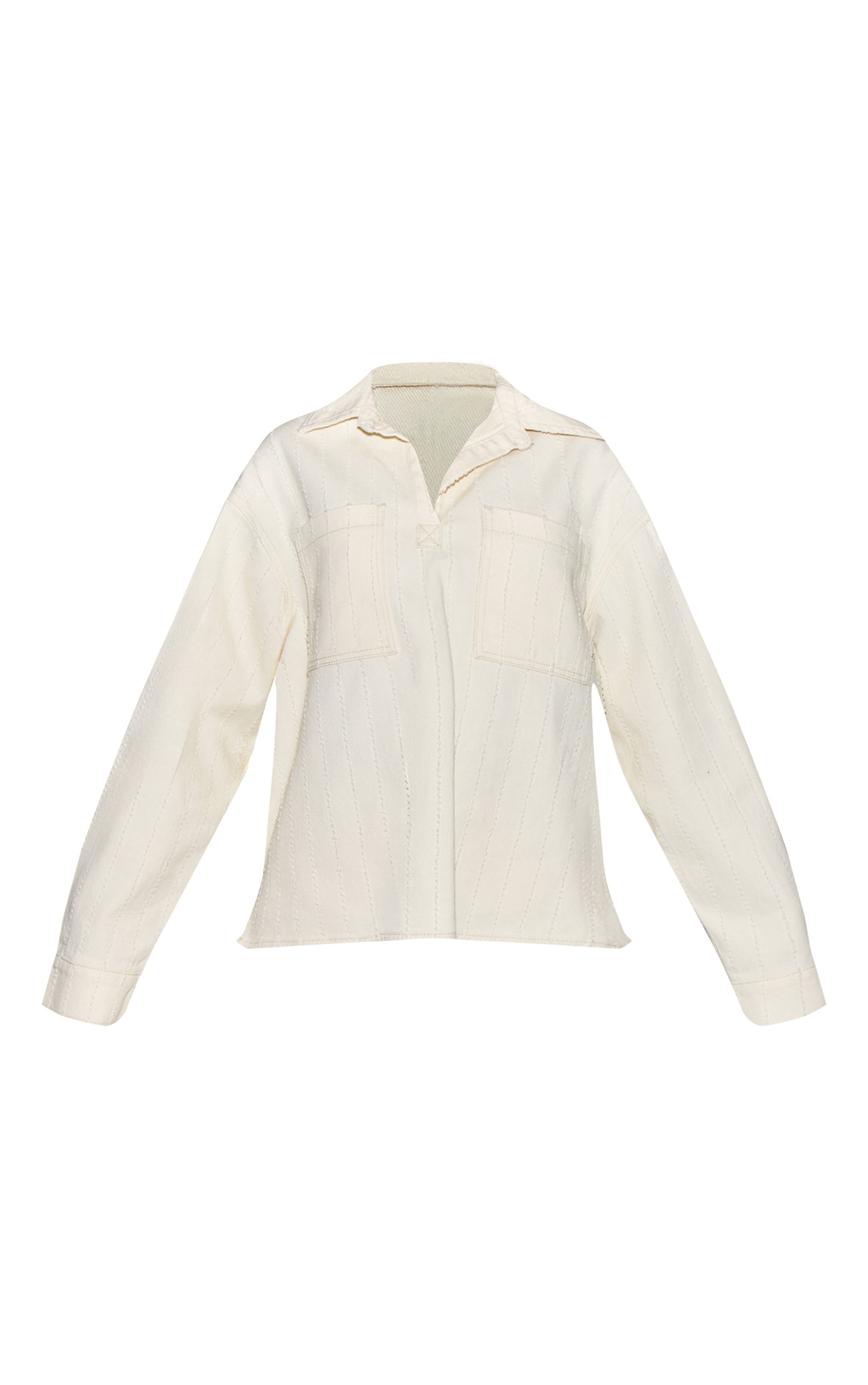 Blanc Chemise En Denim Bouclé Oversize