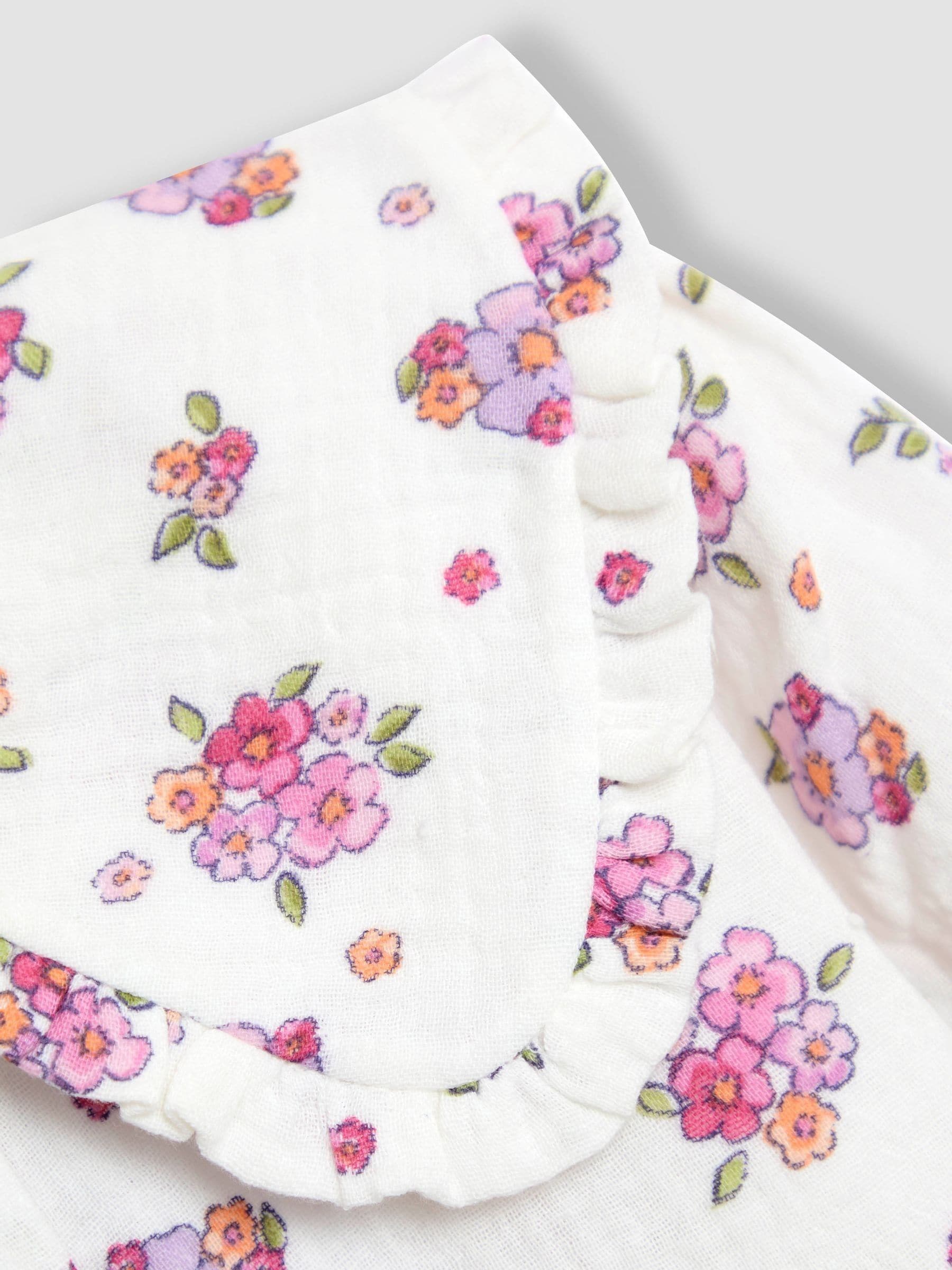 Crèmekleur bloemen - JoJo Maman Bébé Frill Collared Blouse