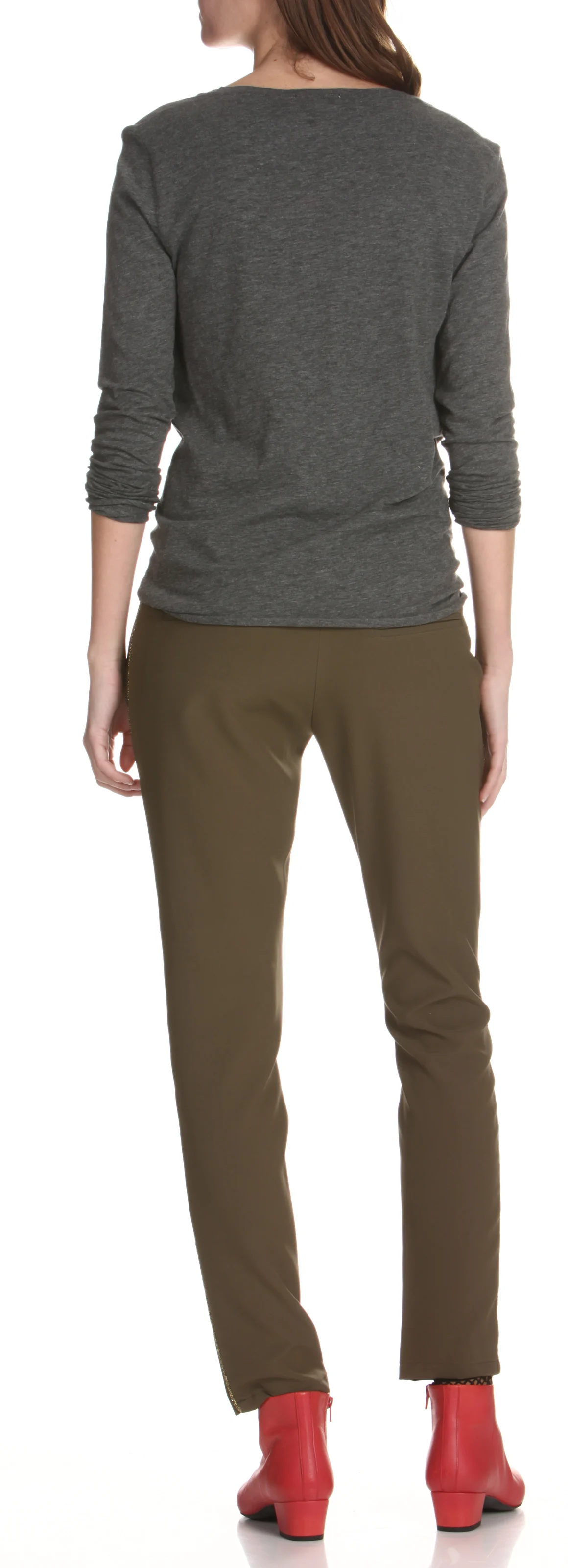 JACKSONVILLE - Tee-shirt col V en coton mélangé | Gris