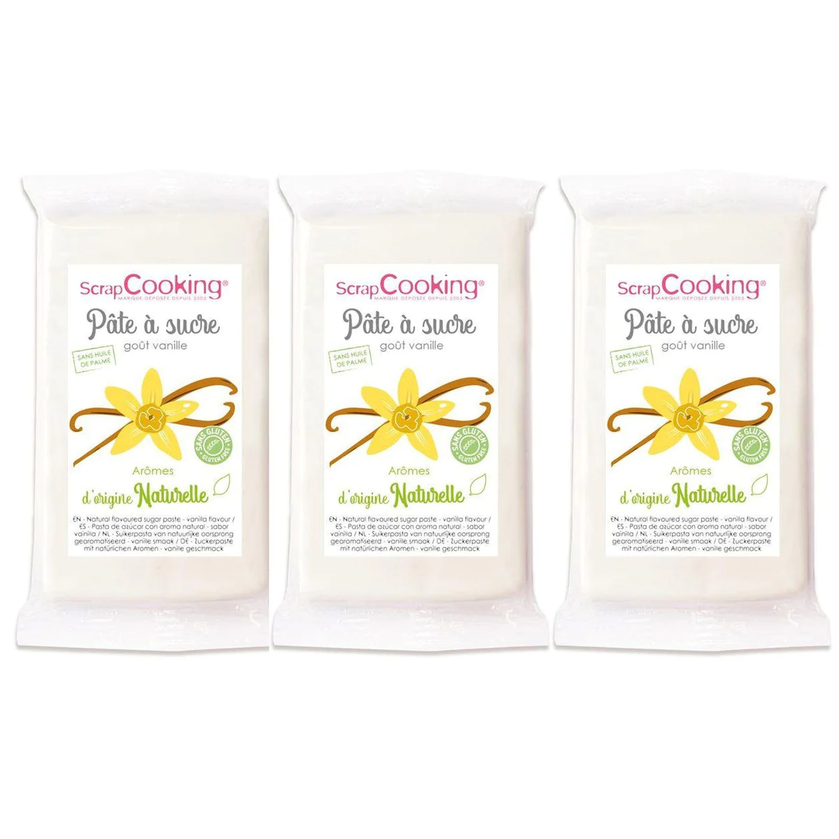 Pâte à sucre blanche goût vanille d'origine naturelle 750 g Scrapcooki