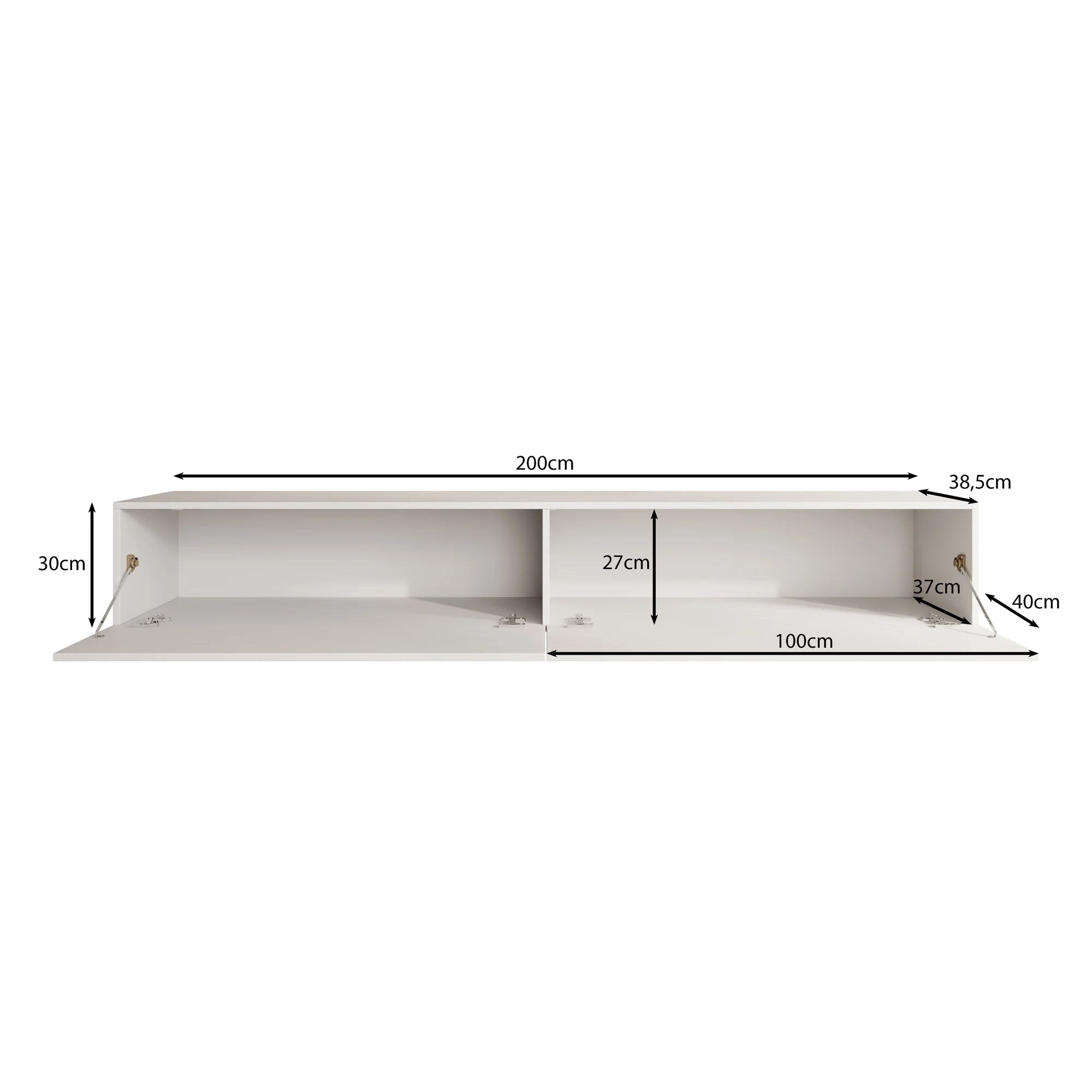 Meubella - TV-Meubel Palm - Mat zwart - 200 cm