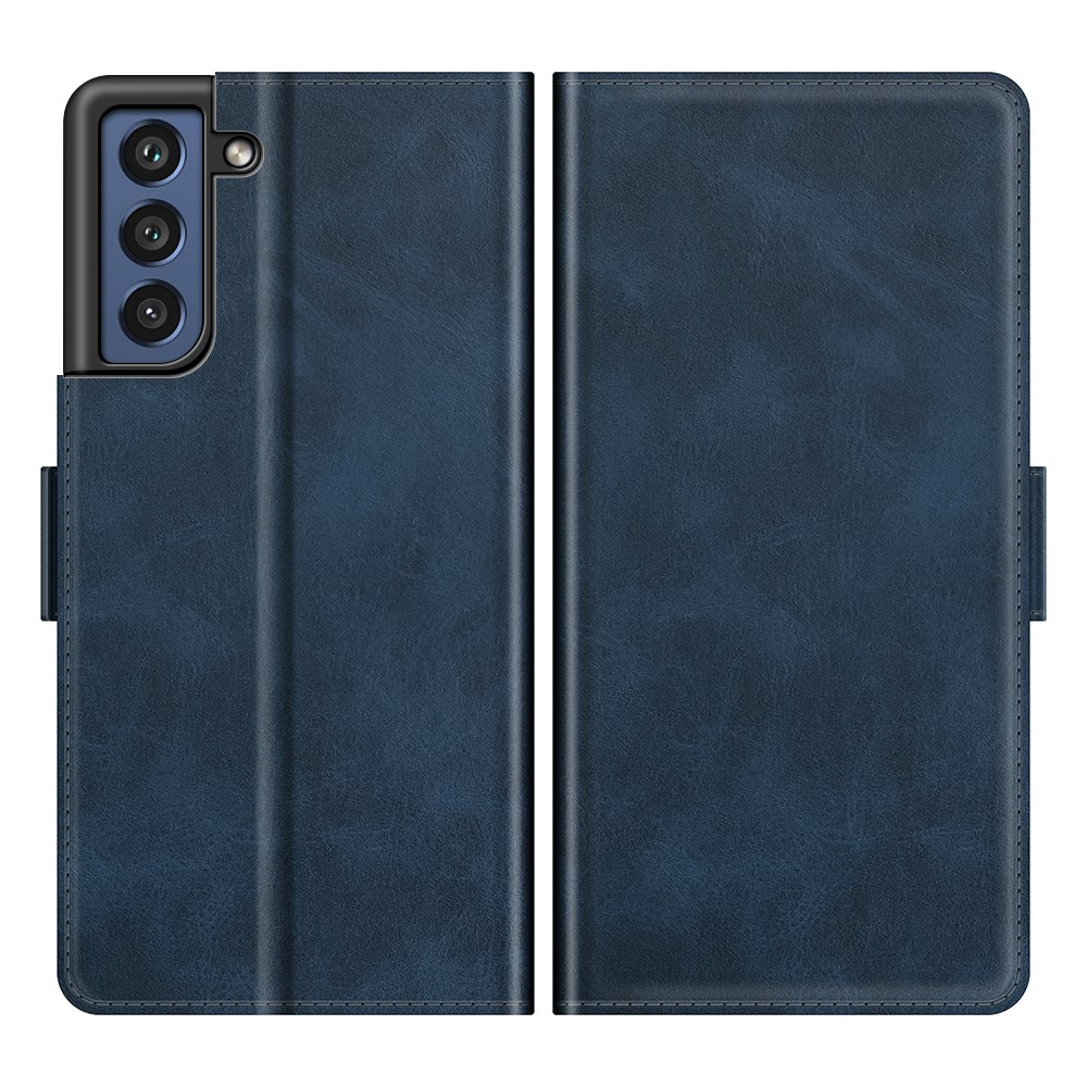 Samsung Galaxy S21 FE 5G Vintage Leder Tasche Flip Cover Fashion Design - Dunkelblau