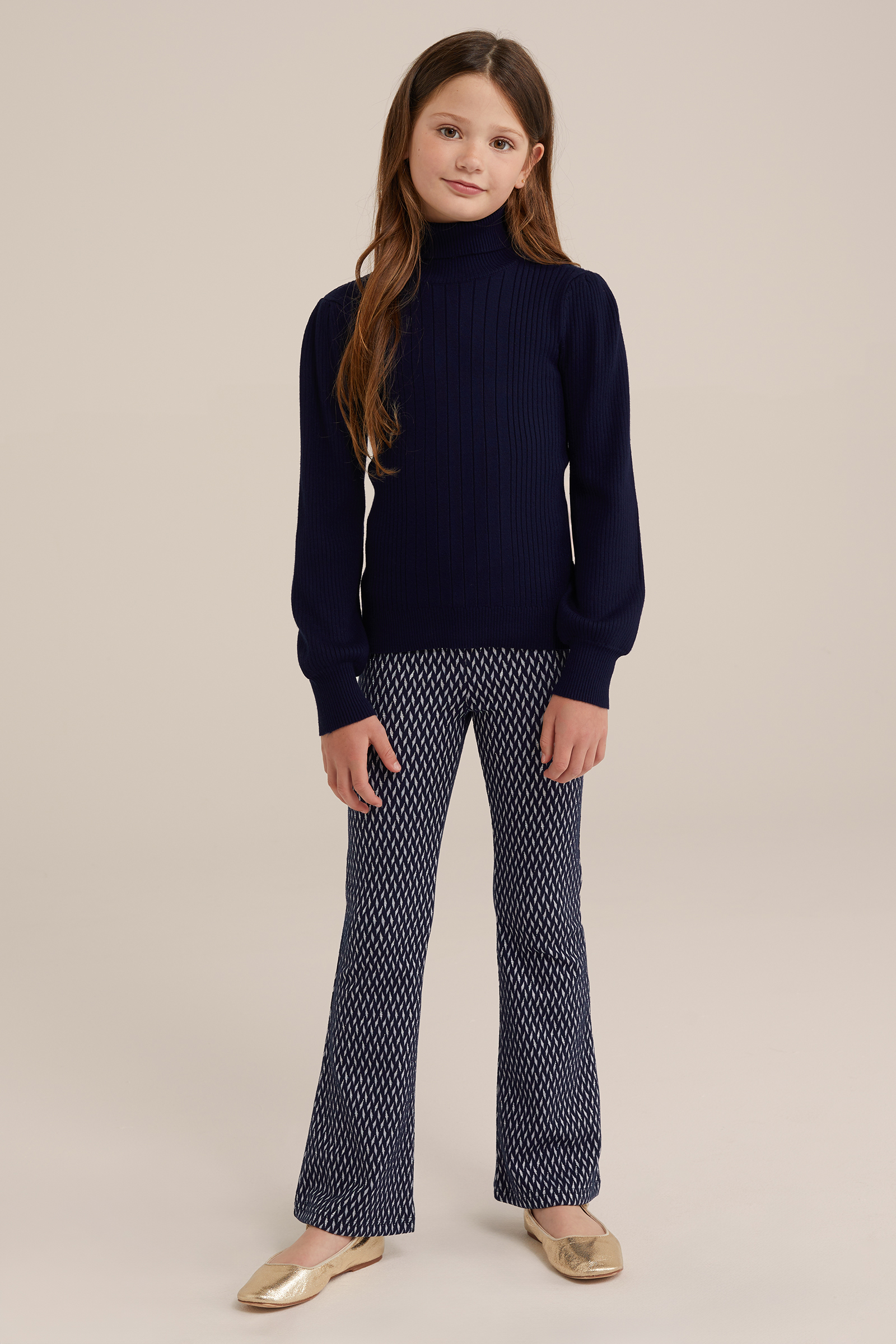Meisjes coltrui met van ribstof WE Fashion Donkerblauw