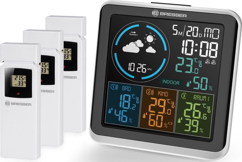 Bresser Weerstation - Quadro Individio - Voor Binnen & Buiten - Incl. 3 Sensoren