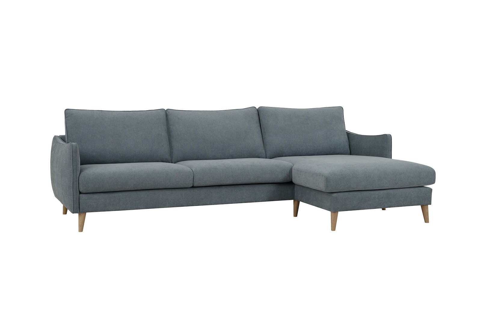 Joy sofa 3-seter sjeselong BIG høyre i tekstil Storm 16/1 Light blue med hvitvaskede ben 15583