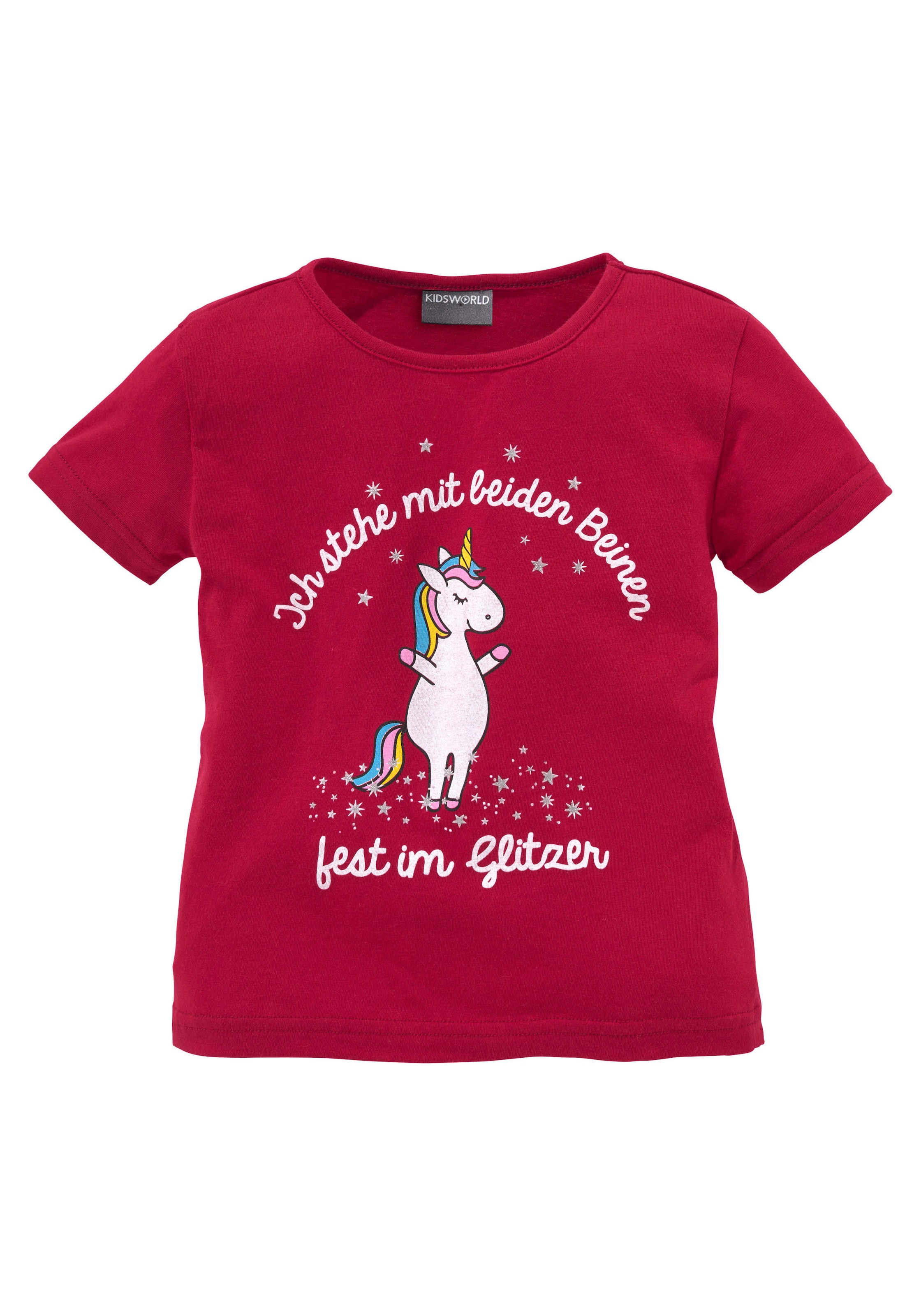 KIDSWORLD T-Shirt »Mit Einhorn-Druck und Glitzereffekten«, mit stylischem Einhorn-Print