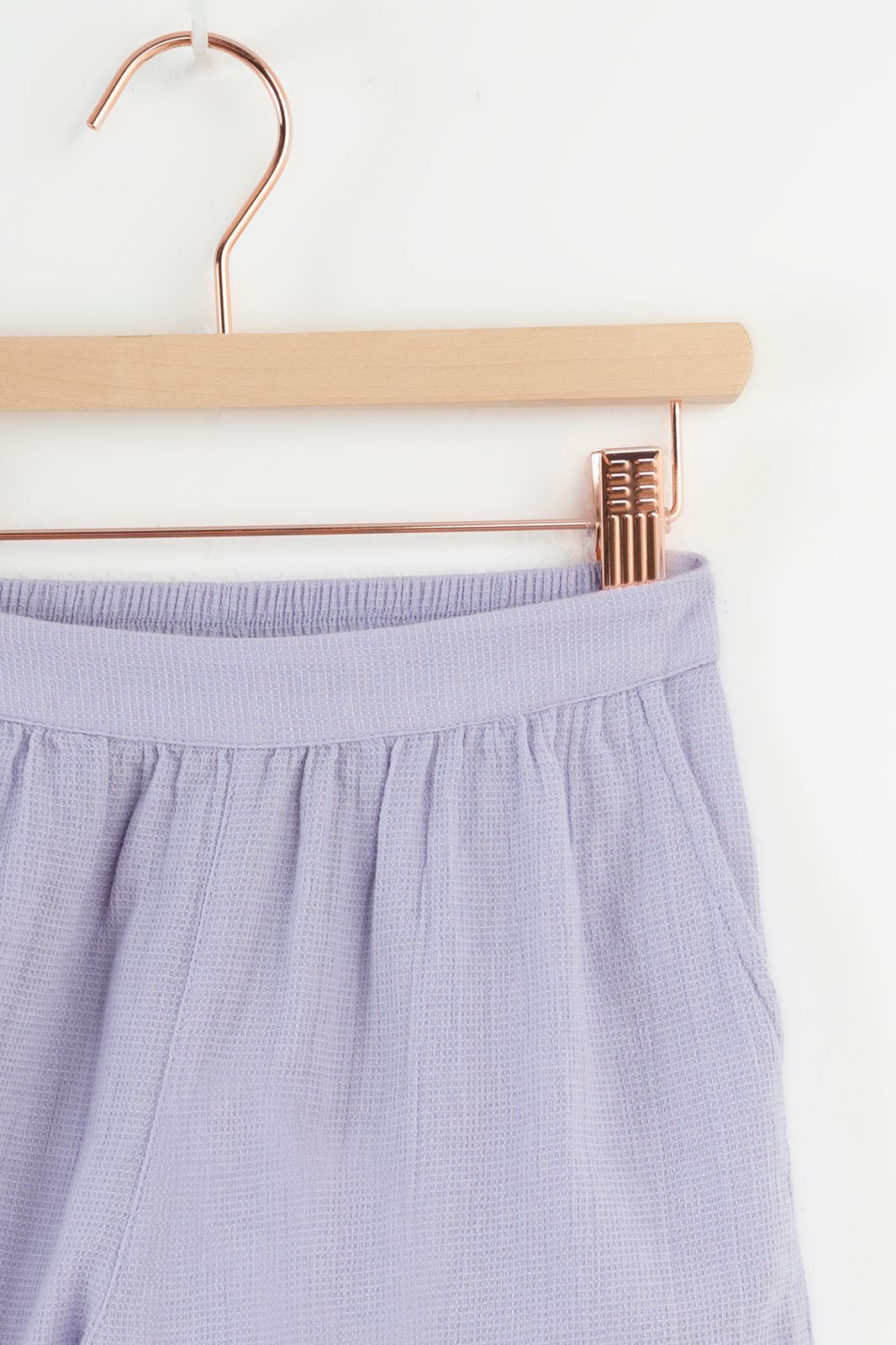Lavendel shorts met wafelstructuur
