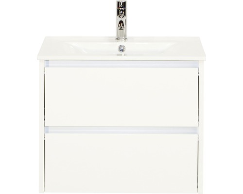 Sanox Dante badkamermeubelset (B x H x D 61 x 52 x 46 cm), hoogglans witte fronten, met witte keramische wastafel