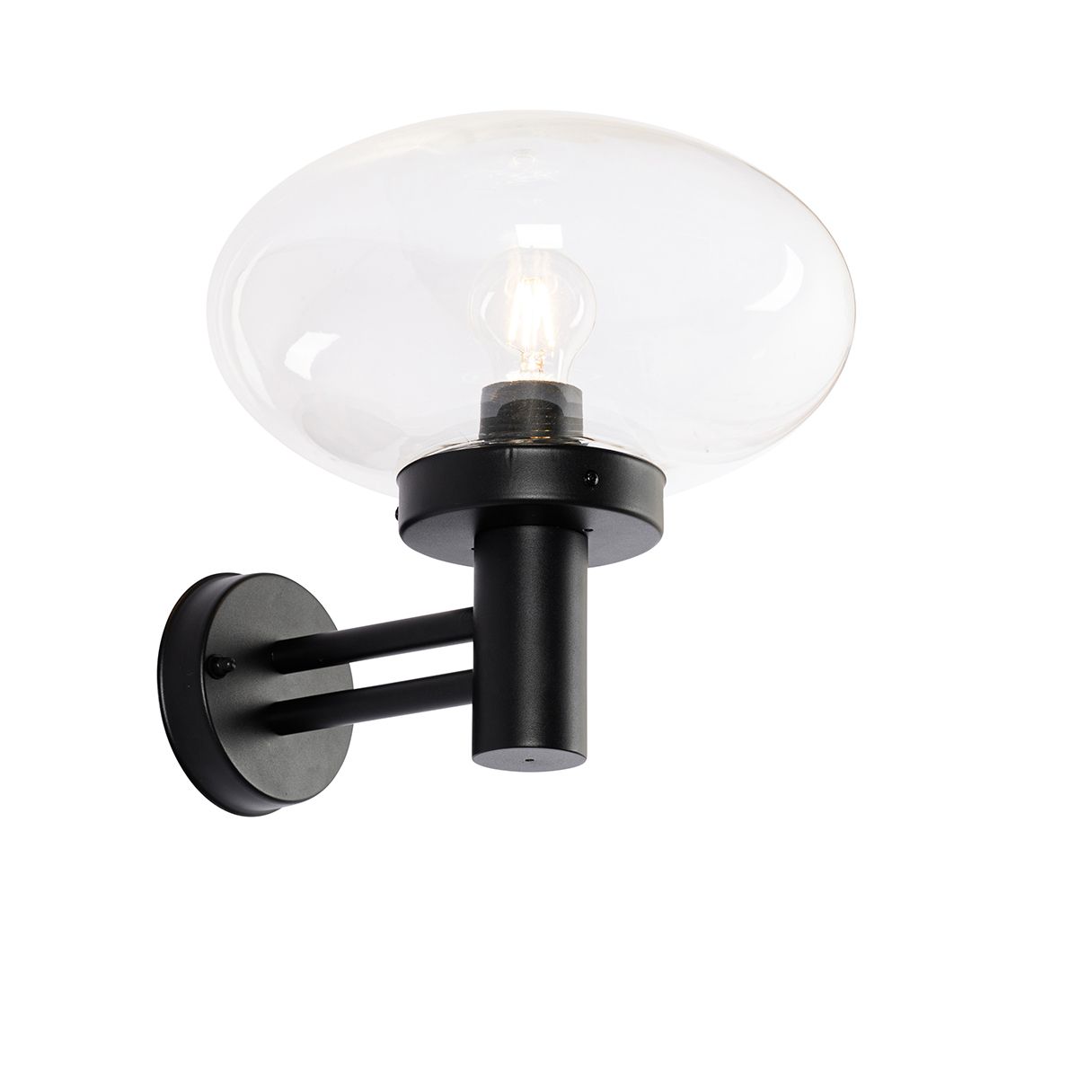 Moderne buiten wandlamp zwart met glas - Elly
