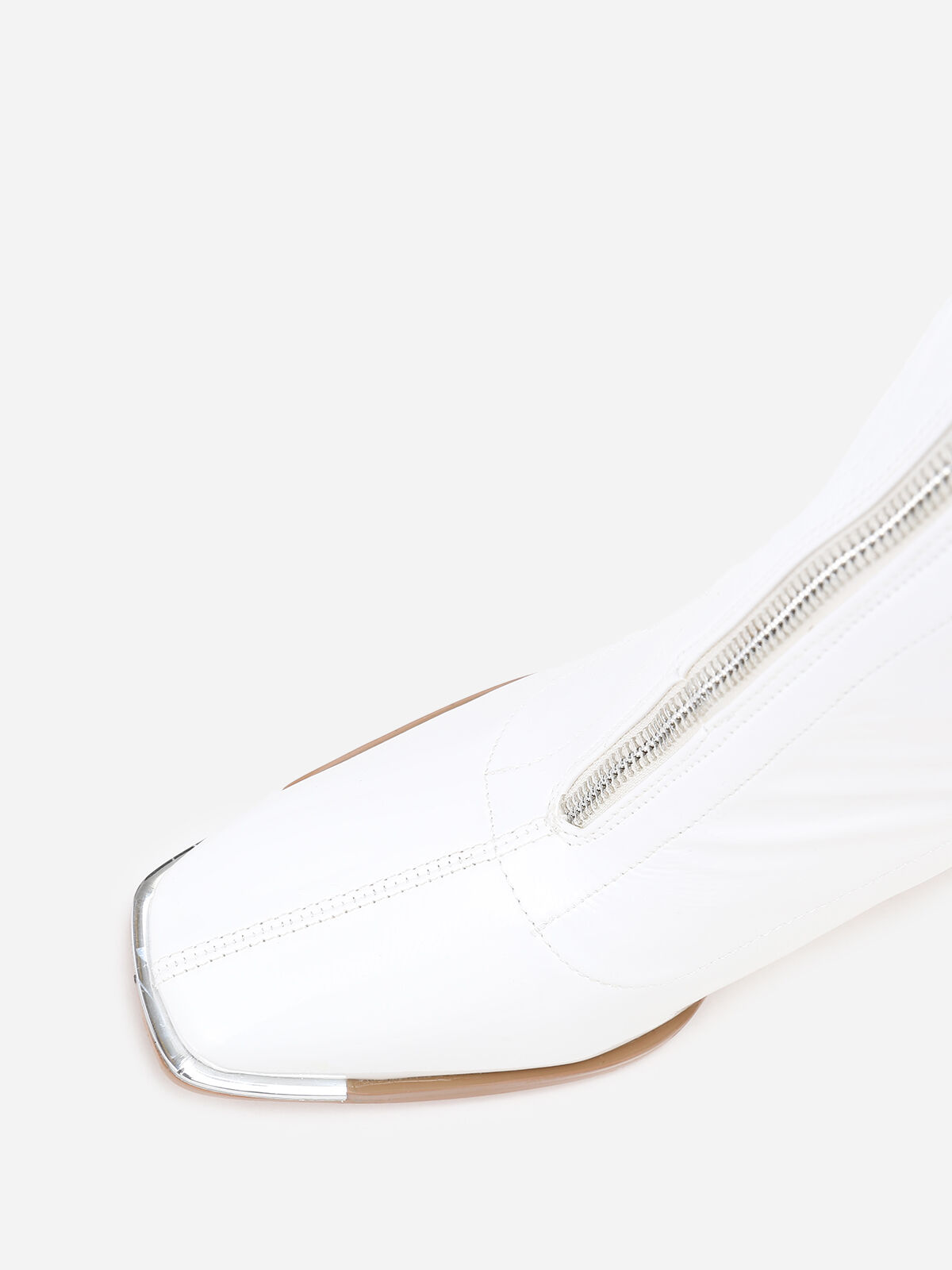 Bottines rétros vernies à zip- Blanc
