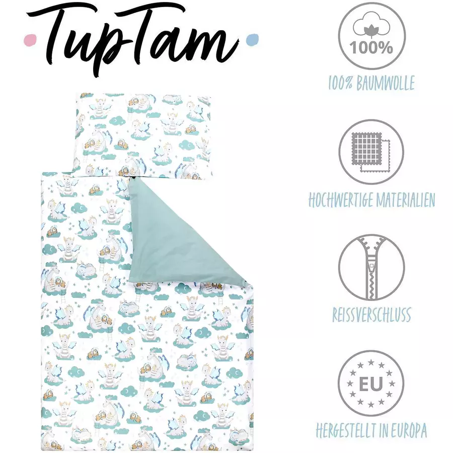 TupTam Kinder Bettwäsche Set 2-tlg grün-kombi