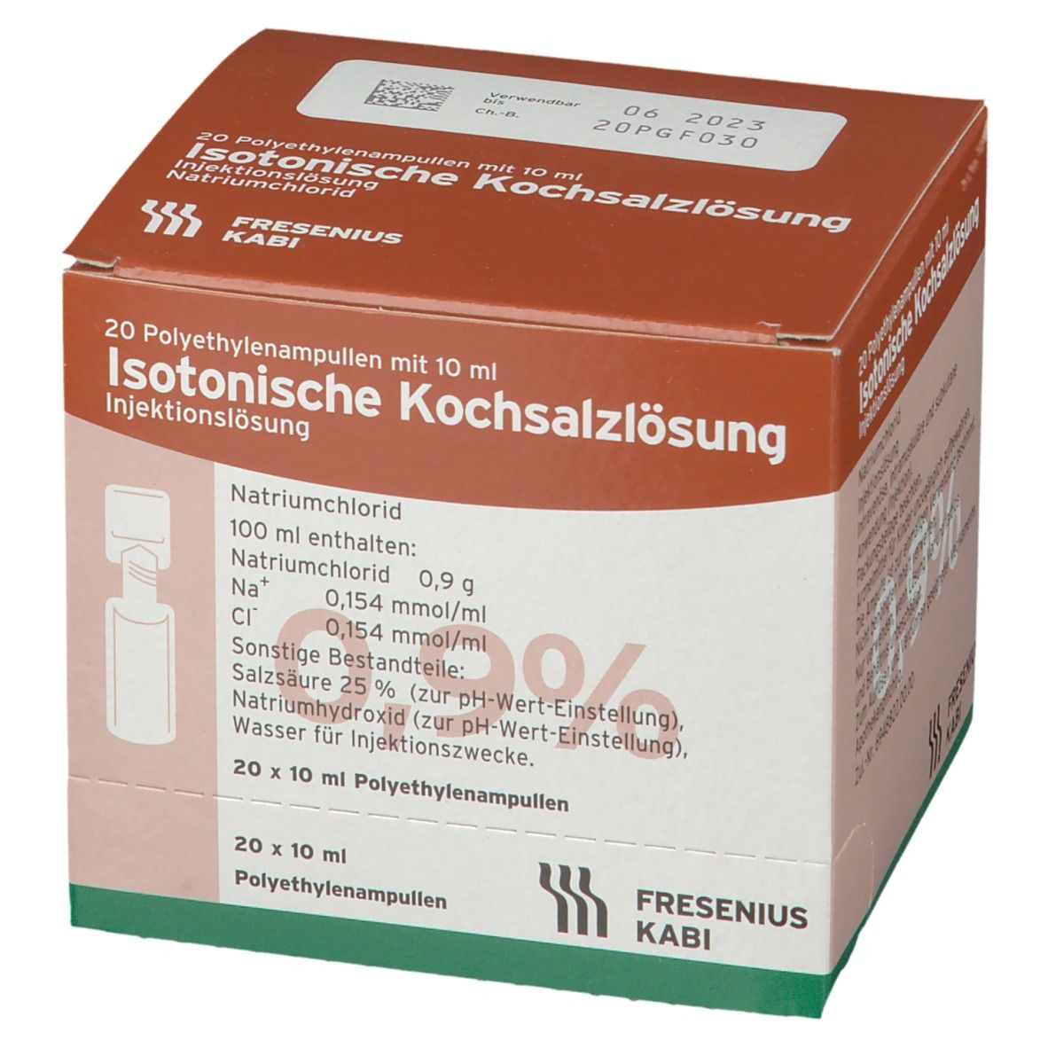 Isotonische Kochsalzlösung 0,9% Plastikampulle