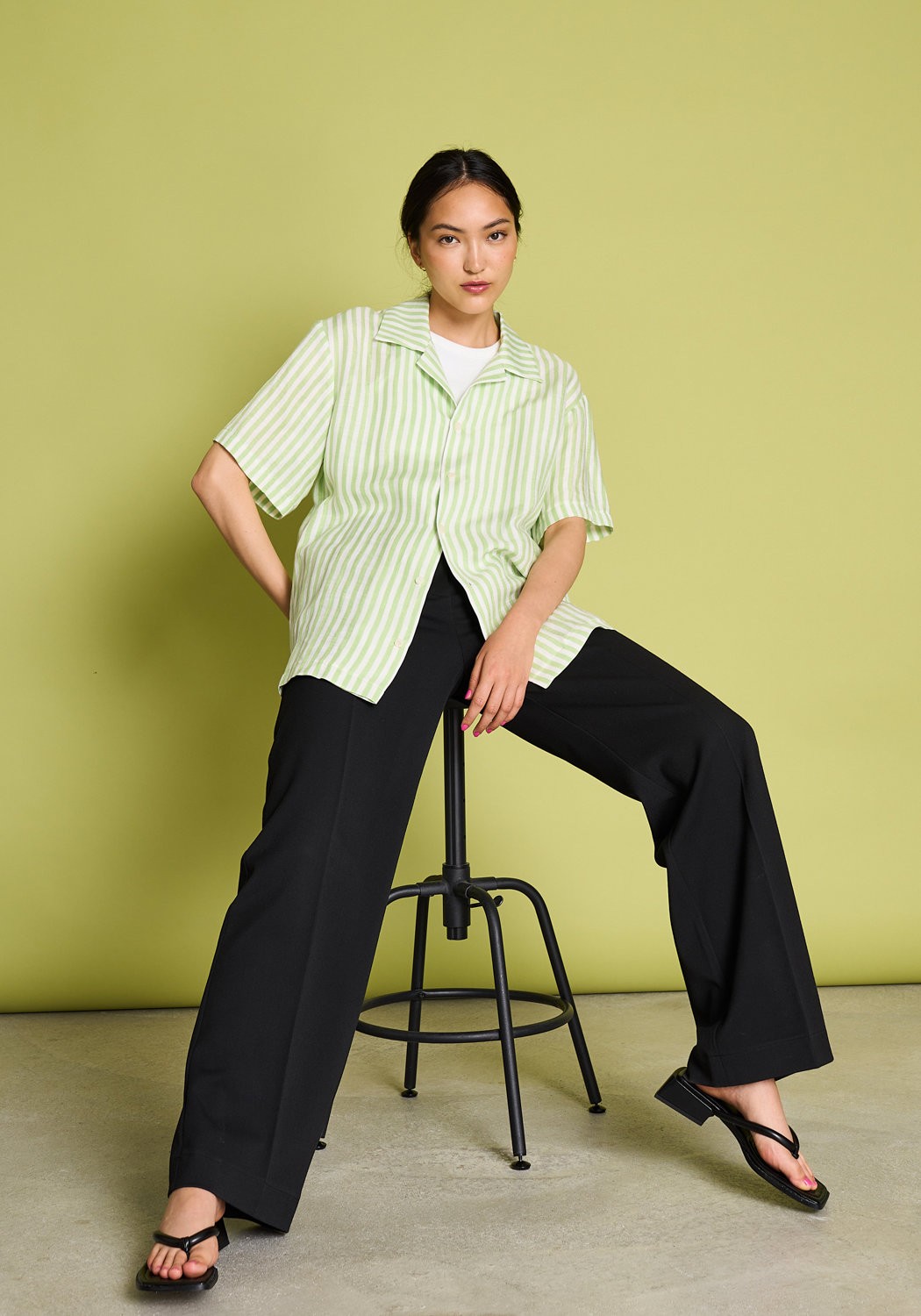 Jan 'n June Unisex Leinenhemd Gent Matcha White