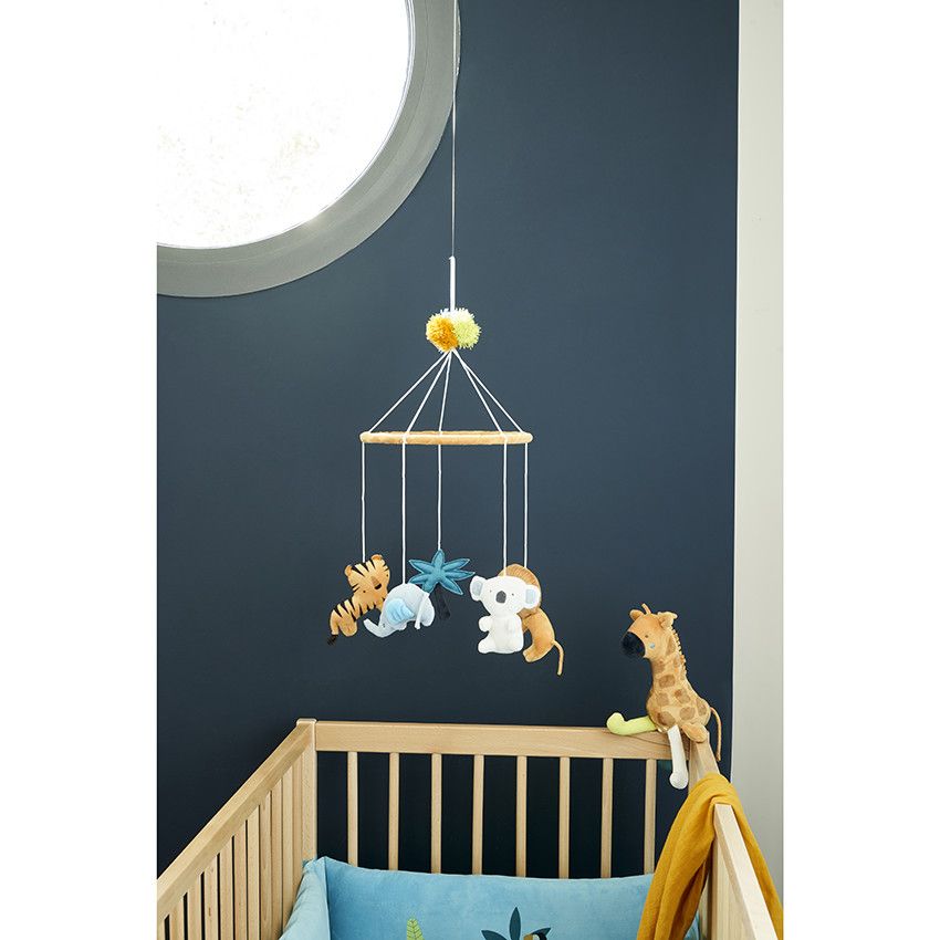 Mobile animaux en velours - Jaune