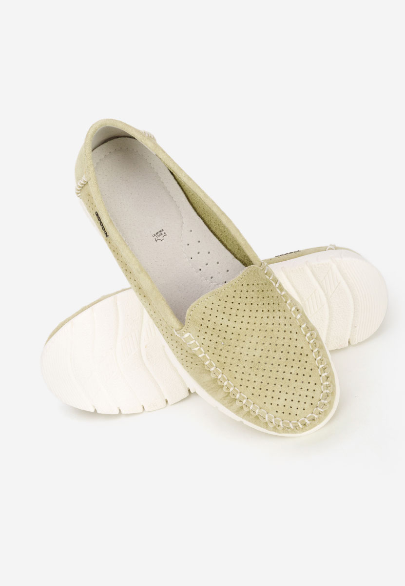 Mocassins femme en cuir vert Irsaia