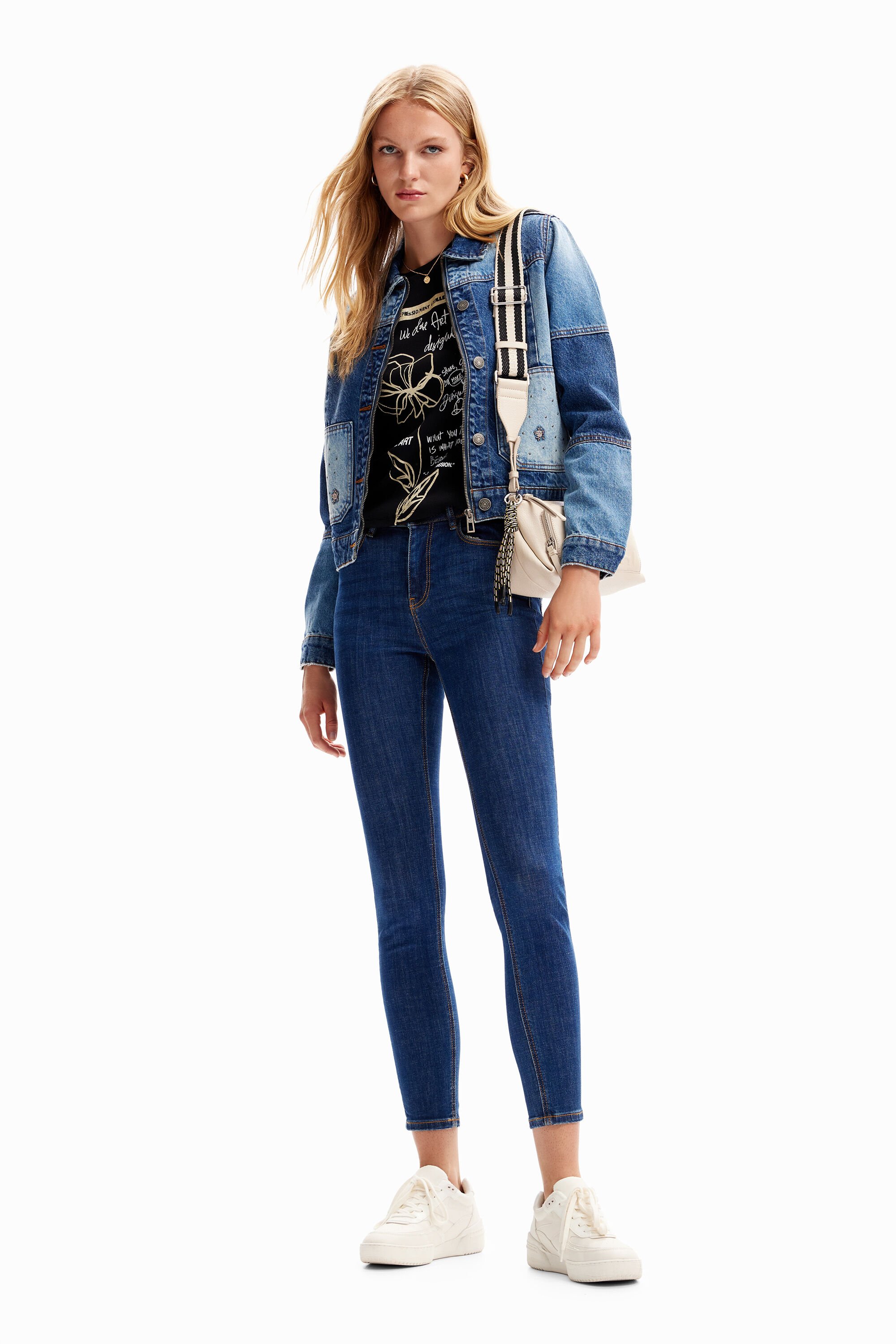 Veste trucker jean patchwork