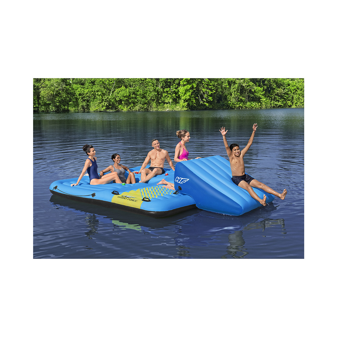 Hydro-Force Badeinsel Summer Slide mit Wasserrrutsche 376 cm x 311 cm