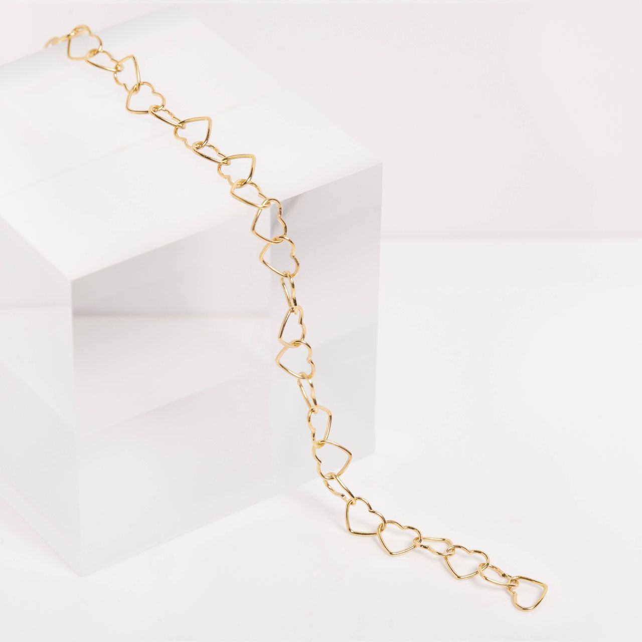 Gerecycled zilveren goldplated armband hartschakel