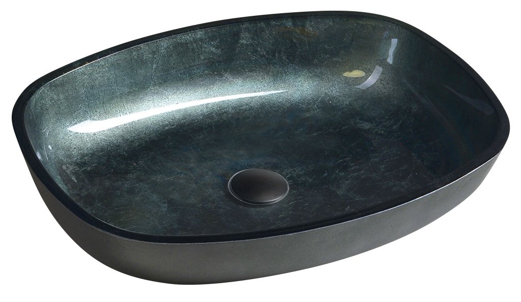 Sapho Kvaore glazen wasbak 54x40cm zwart