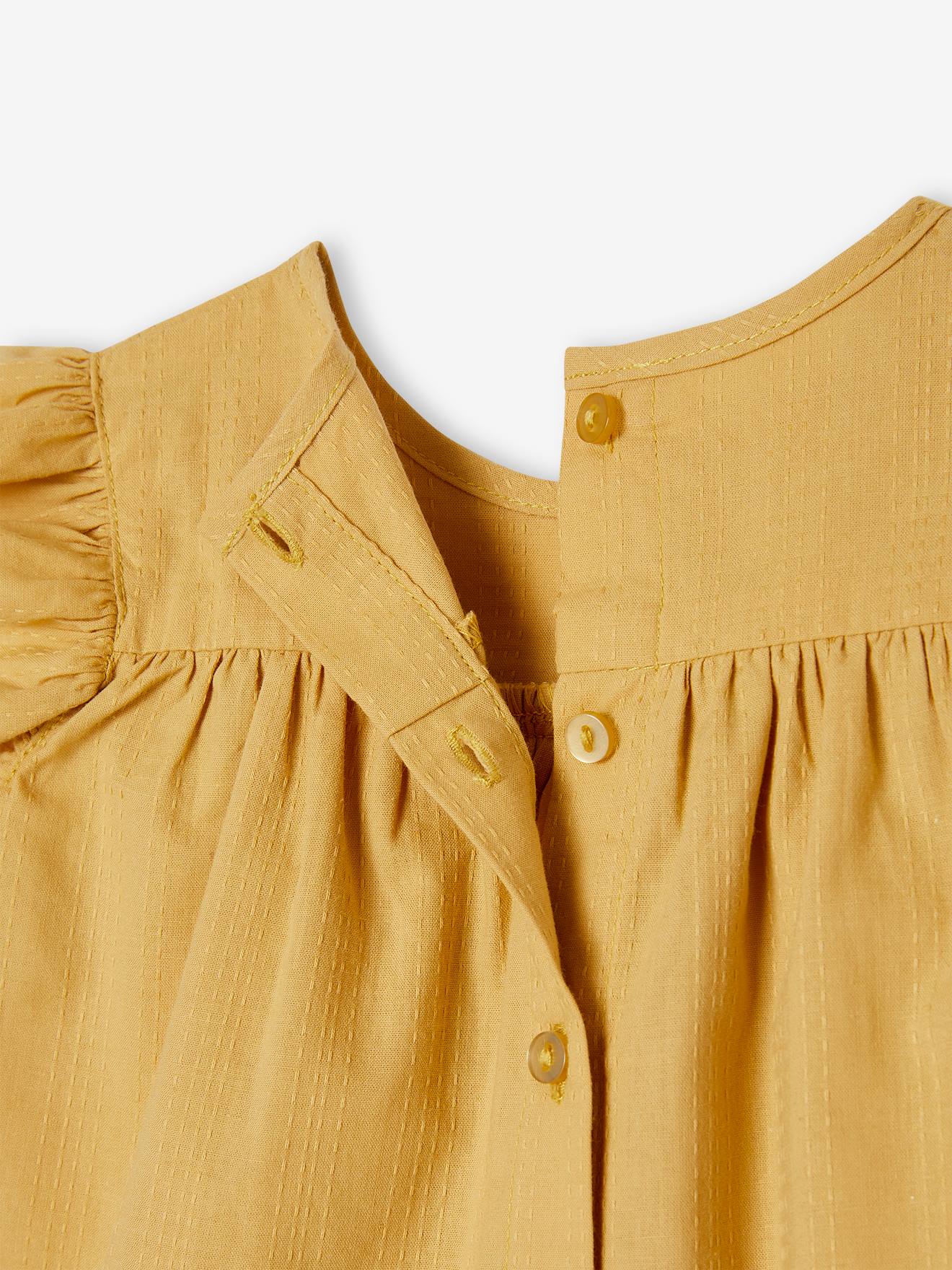 Blusa infantil amarela clara com babados