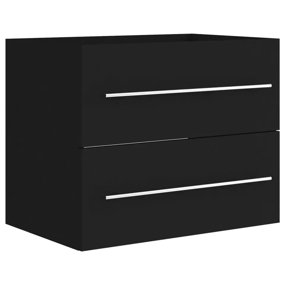 vidaXL - Wastafelkast - Zwart - Bewerkt hout - 60 x 38.5 x 48 cm