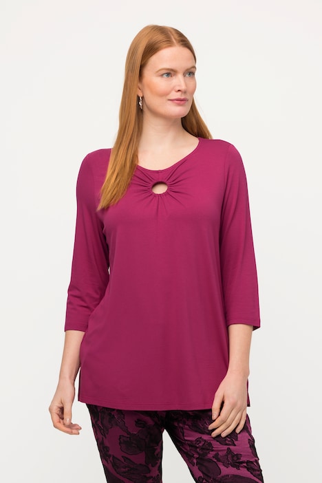 Shirt, Zierring, Classic, V-Ausschnitt, 3/4-Arm