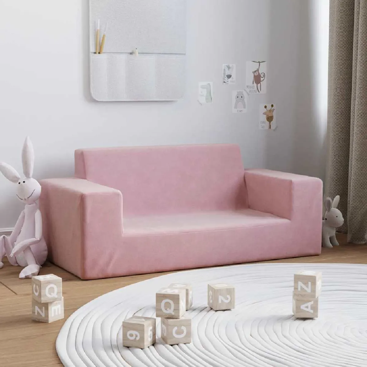 vidaXL Canapé enfants 2 places - Rose