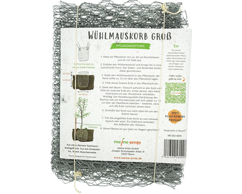 Woelmuisbeschermingskorf, verzinkt, 60 x 70 cm, beschermt tegen wortelschade voor bomen, struiken en rozen, woelmuisbeschermingsnet, 100% plasticvrij