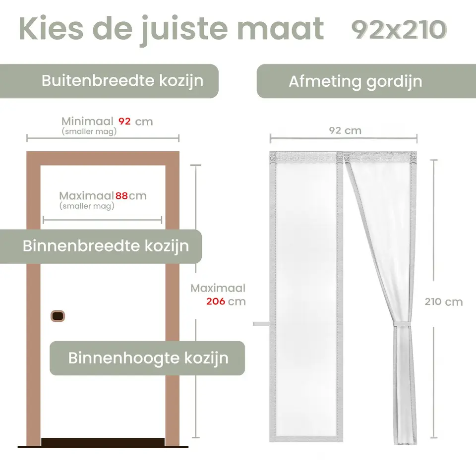 O'DADDY Deurgordijn Deluxe FIBER 92x210 - Magnetisch Vliegengordijn Wit