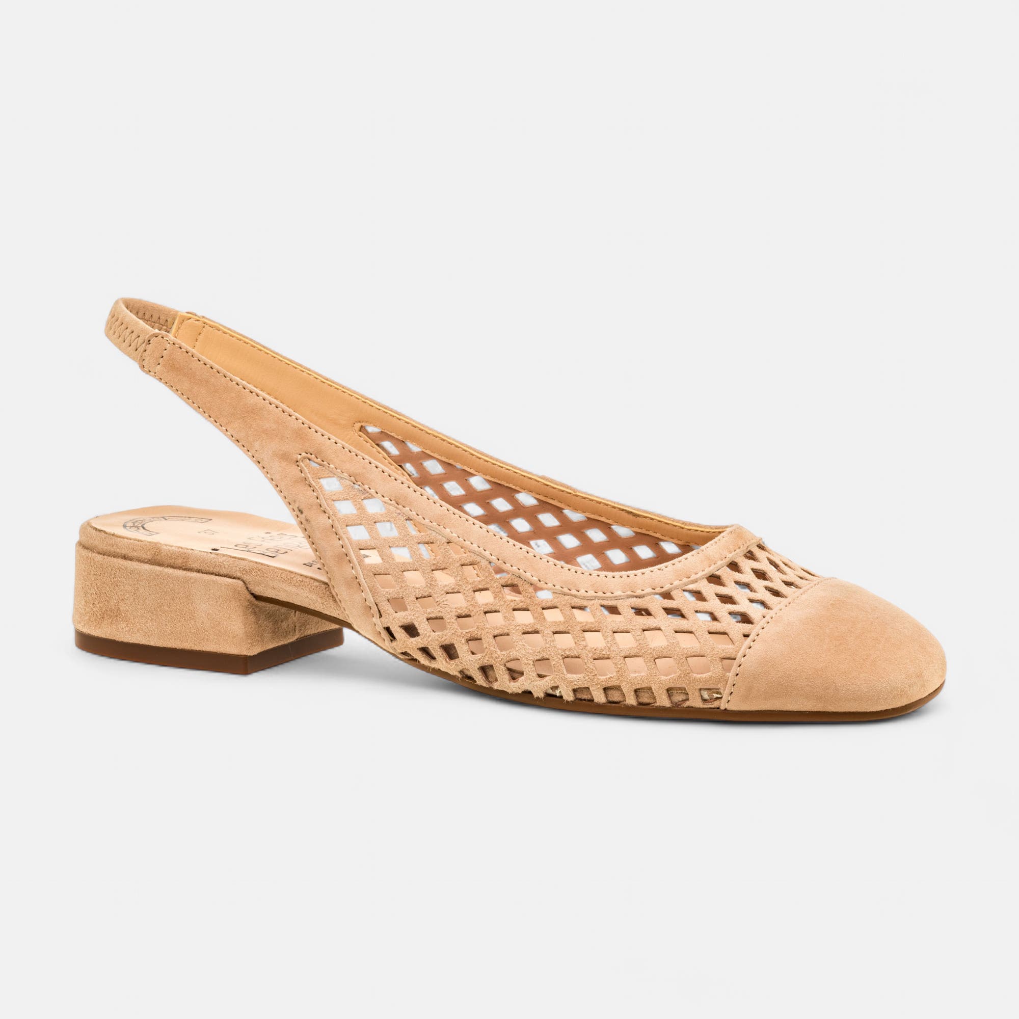 Escarpins avec bride arrière Femme en cuir beige